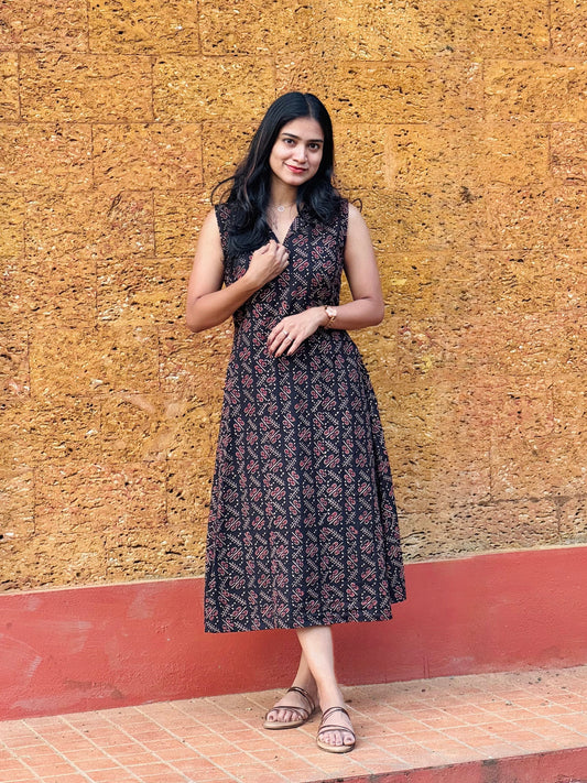 Nilofer - Ajrakh Handblock Printed Dress