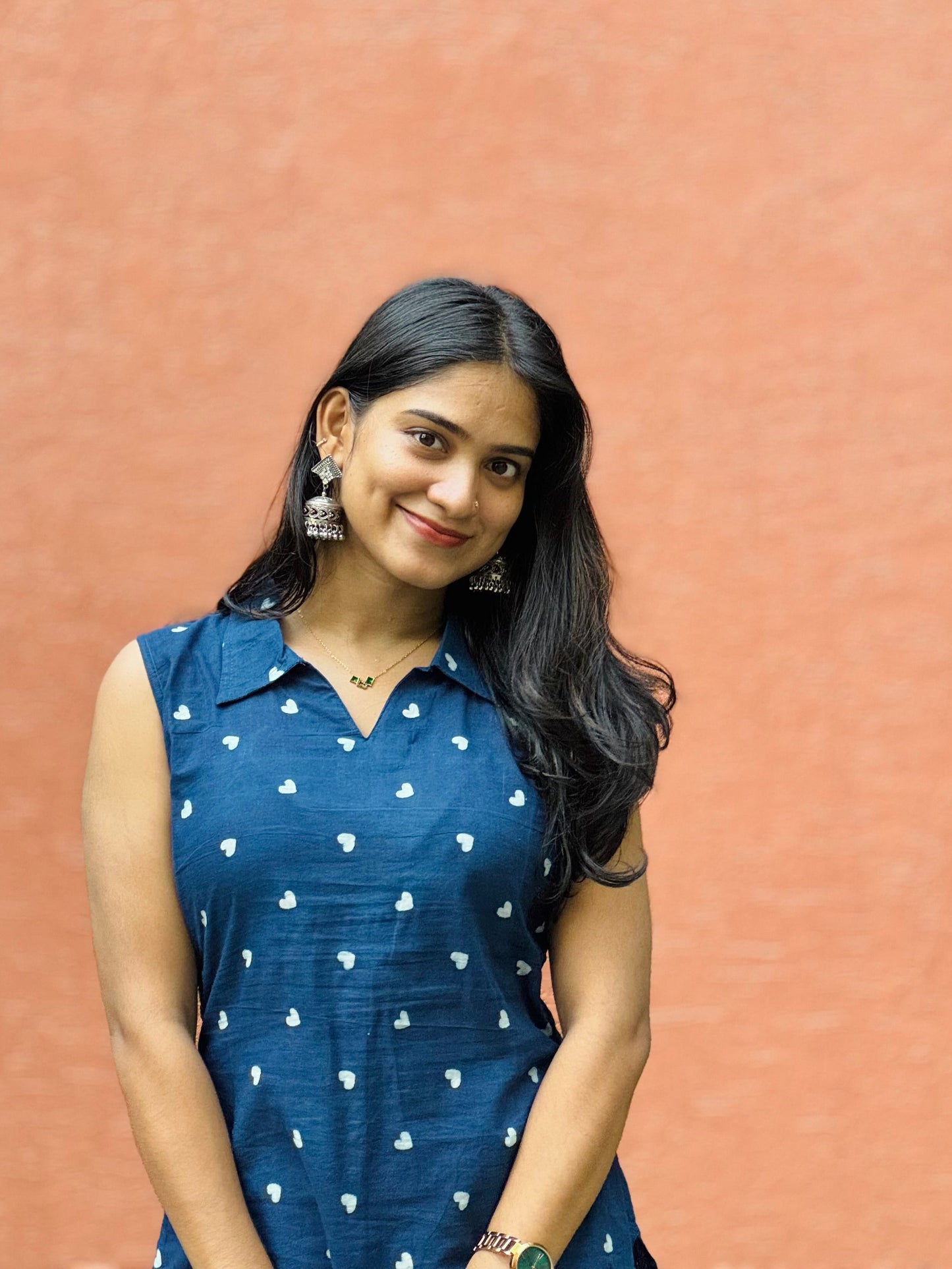 Indigo Hearts - Handblock Printed Natural Dyed Kurta