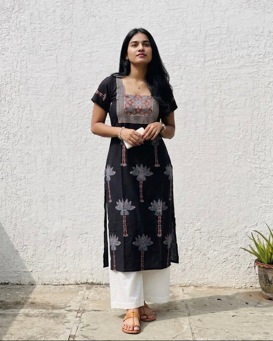 Ekta - Ajrakh Natural Dyed Handblock Printed Kurta