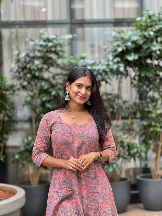 Alka - Sanganeri Handblock Printed A line Kurta