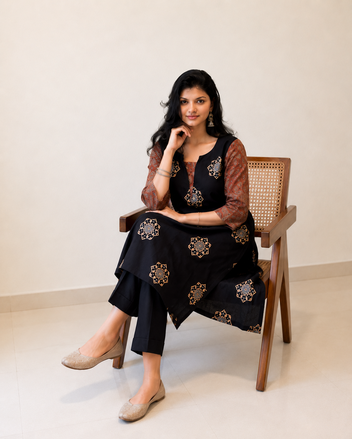 Aditi - Ajrakh Handblock Printed Kurta
