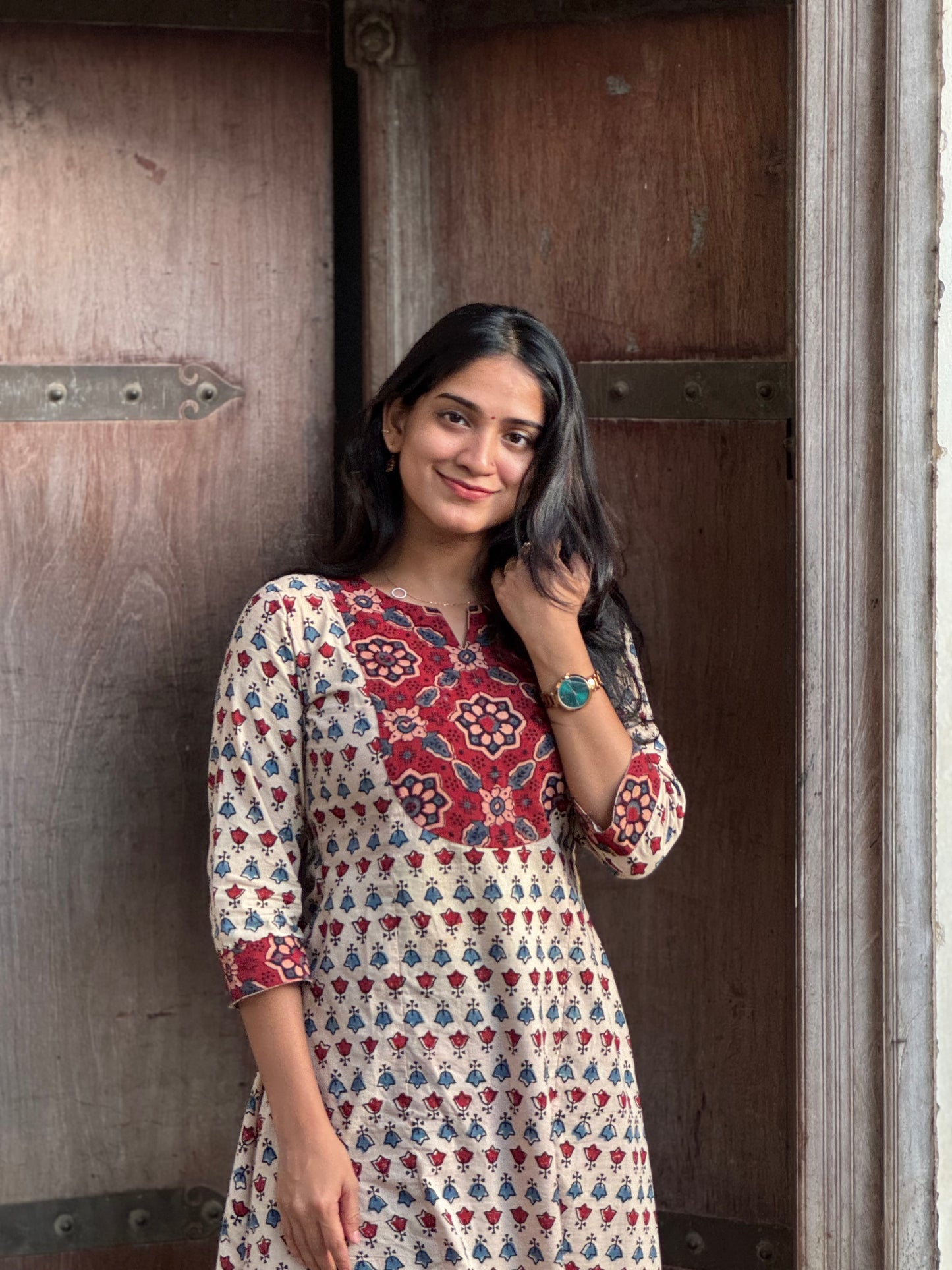 Spandana - Ajrakh Fusion A line Kurta