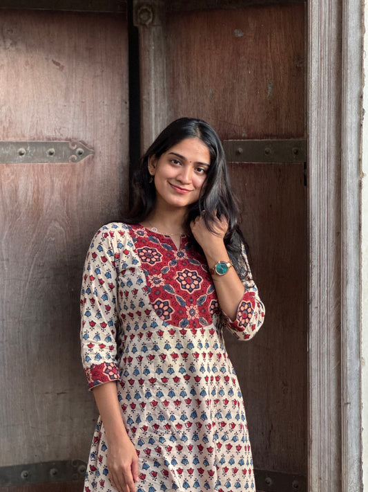 Spandana - Ajrakh Fusion A line Kurta