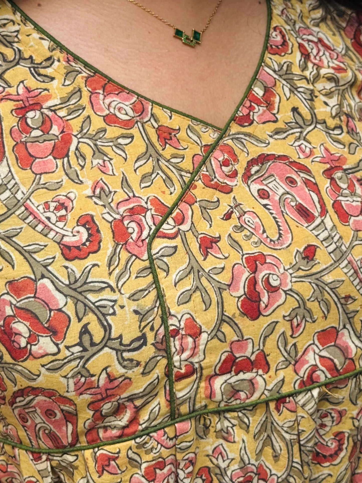 Amrutha - Natural Dyed Kalamkari Handblock Printed Short Kurta