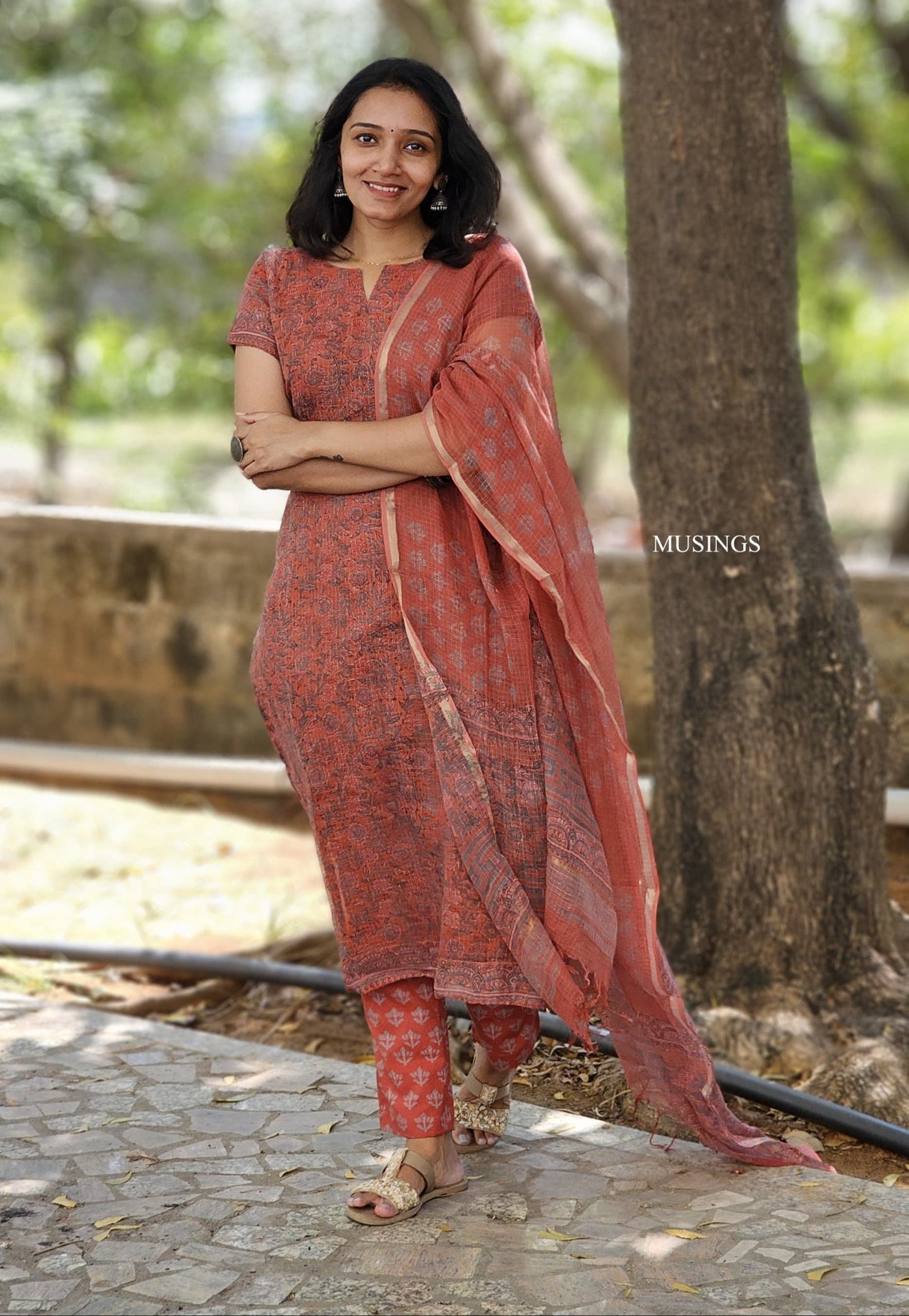 Madhura -  Natural Dyed Kota Sanganeri Hand-block Printed Kurta set