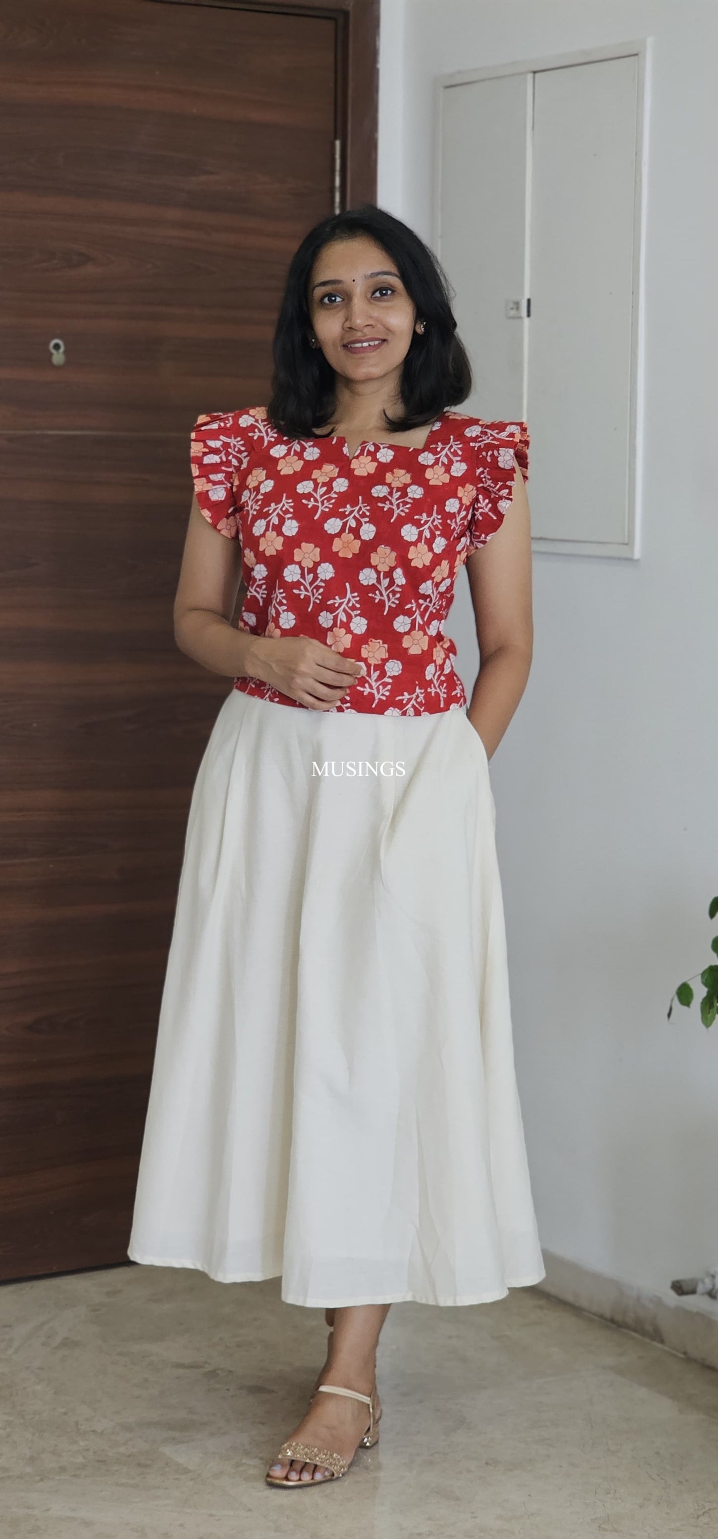 Poppy - Sanganeri Handblock Printed Short Top