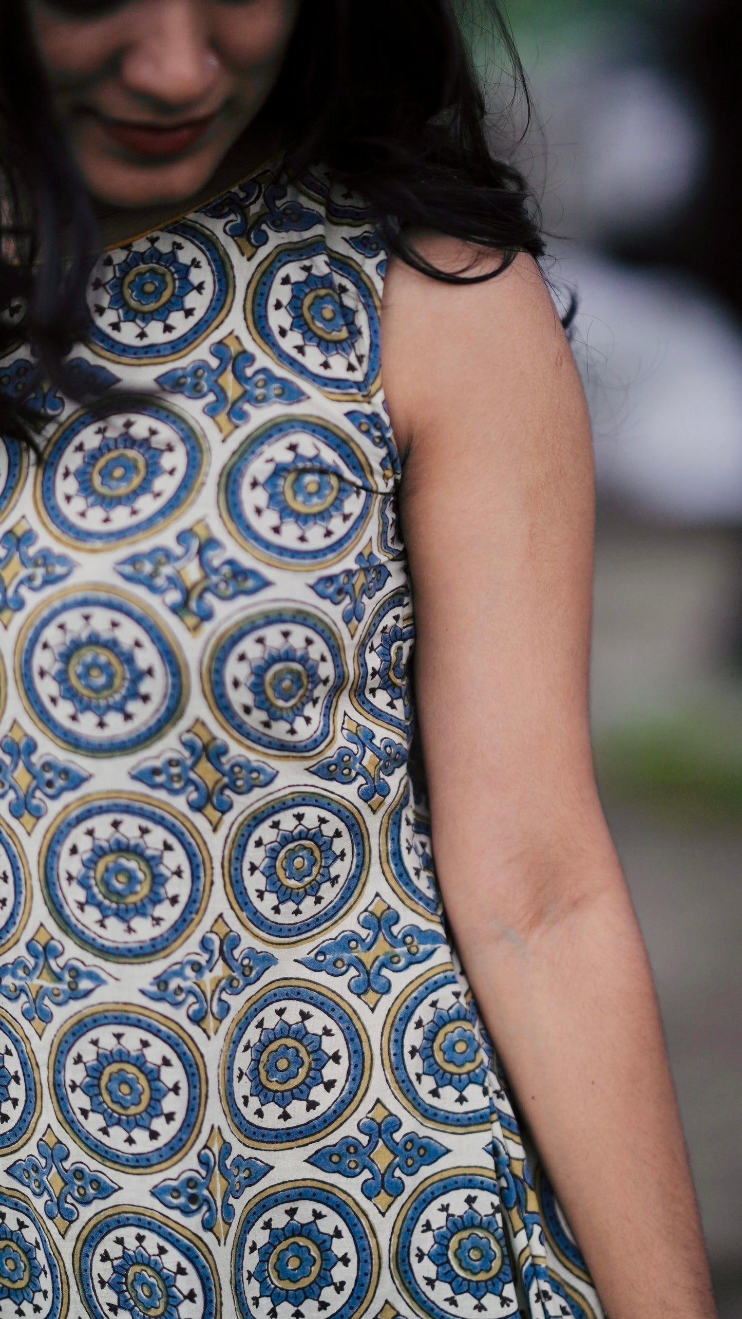 Yasmin - Ajrakh Handblock Printed A-line Dress