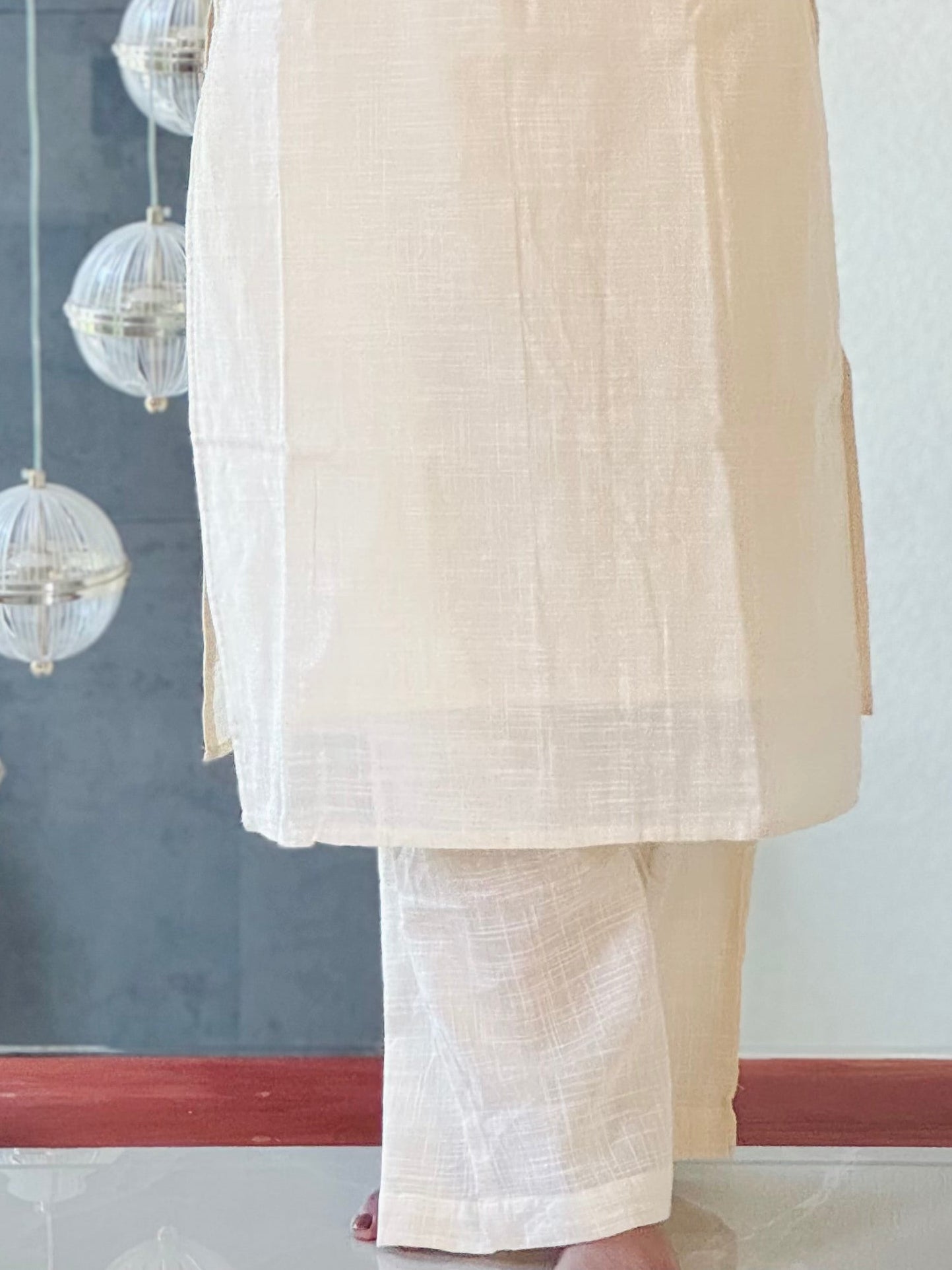 Aadhini - Half White Parallel Pants