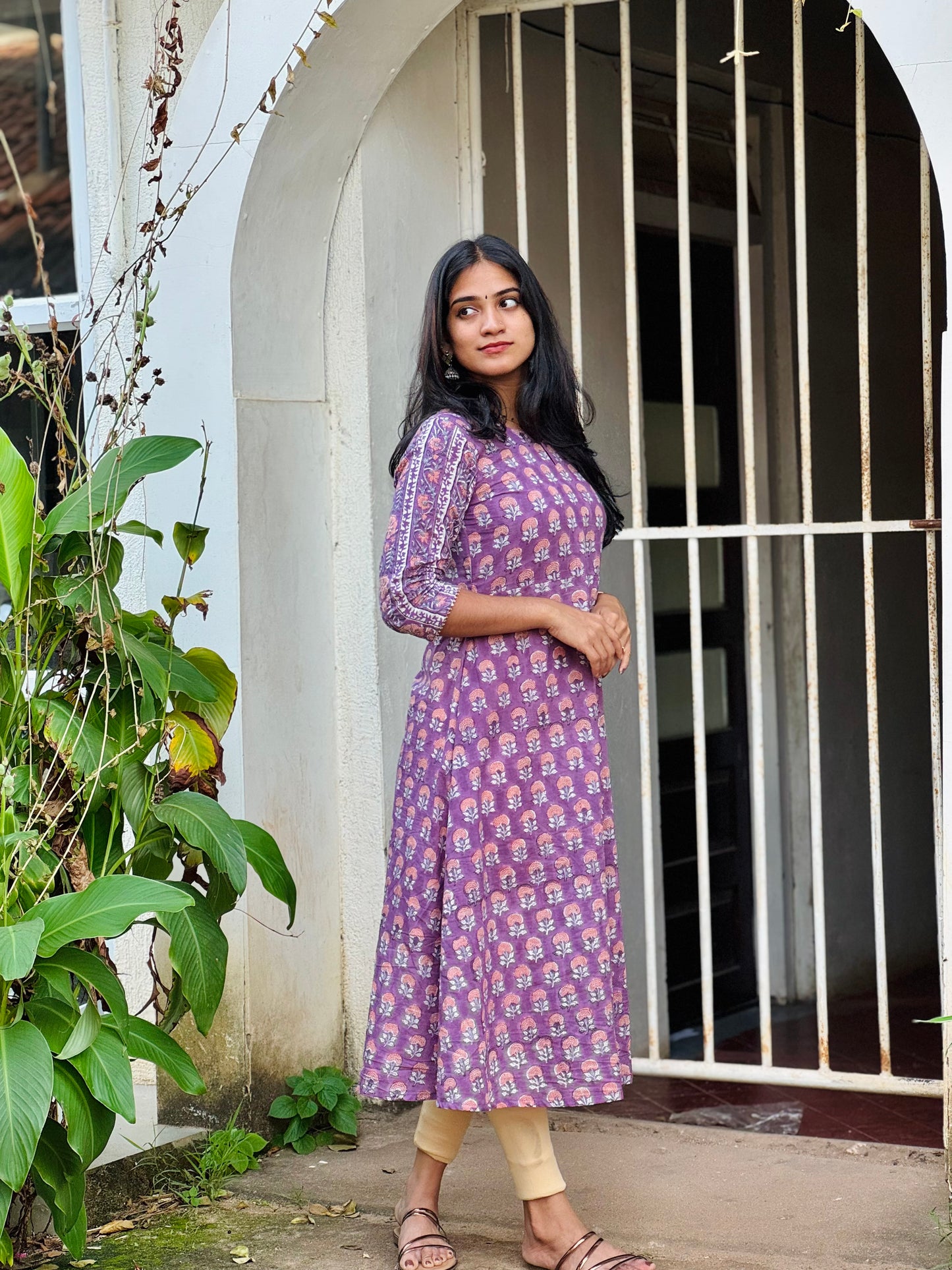 Vianna - Handblock Printed Sanganeri A Line Kurta