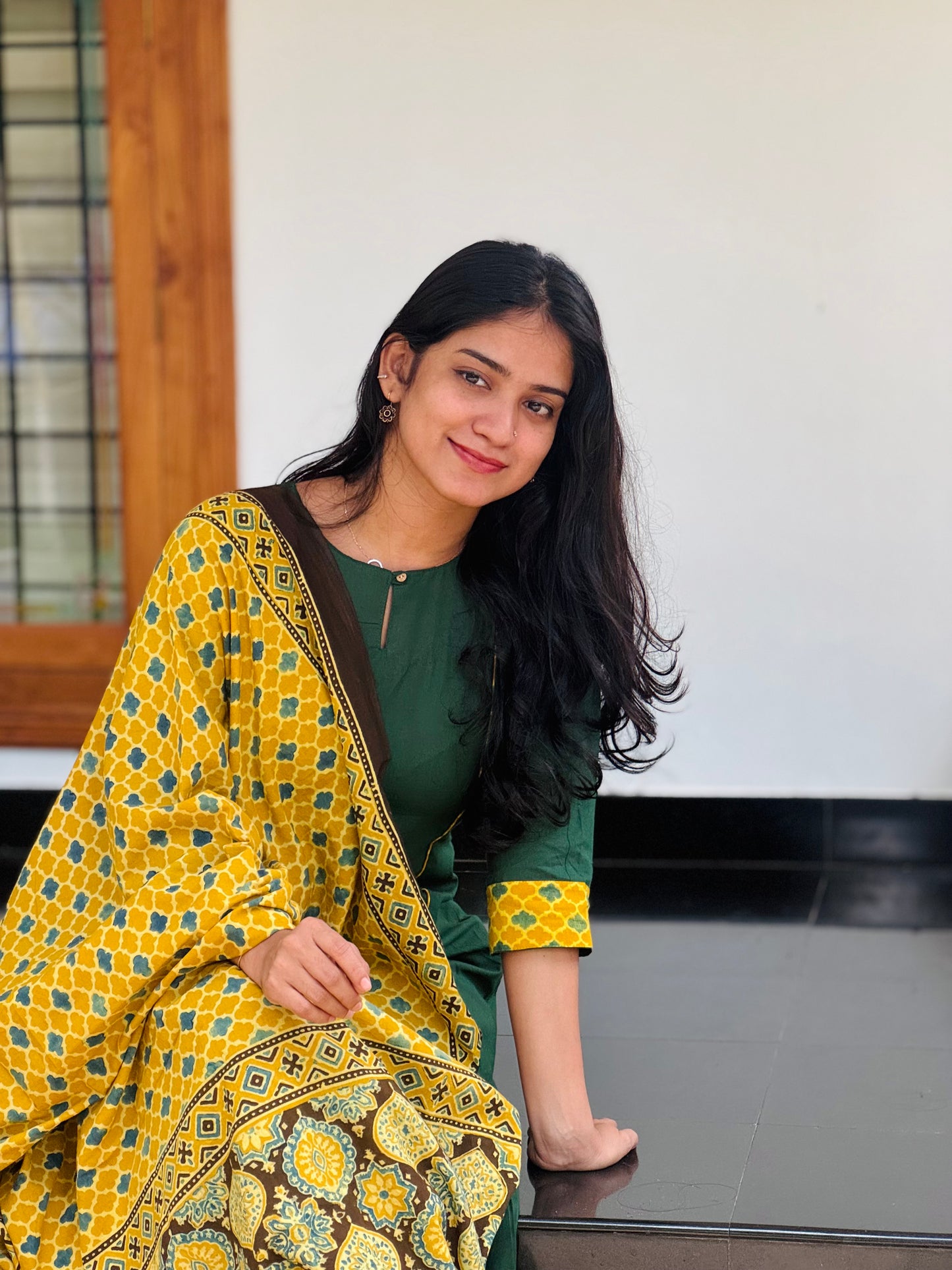 Manam - Fusion Ajrakh A line Kurta & Dupatta Set