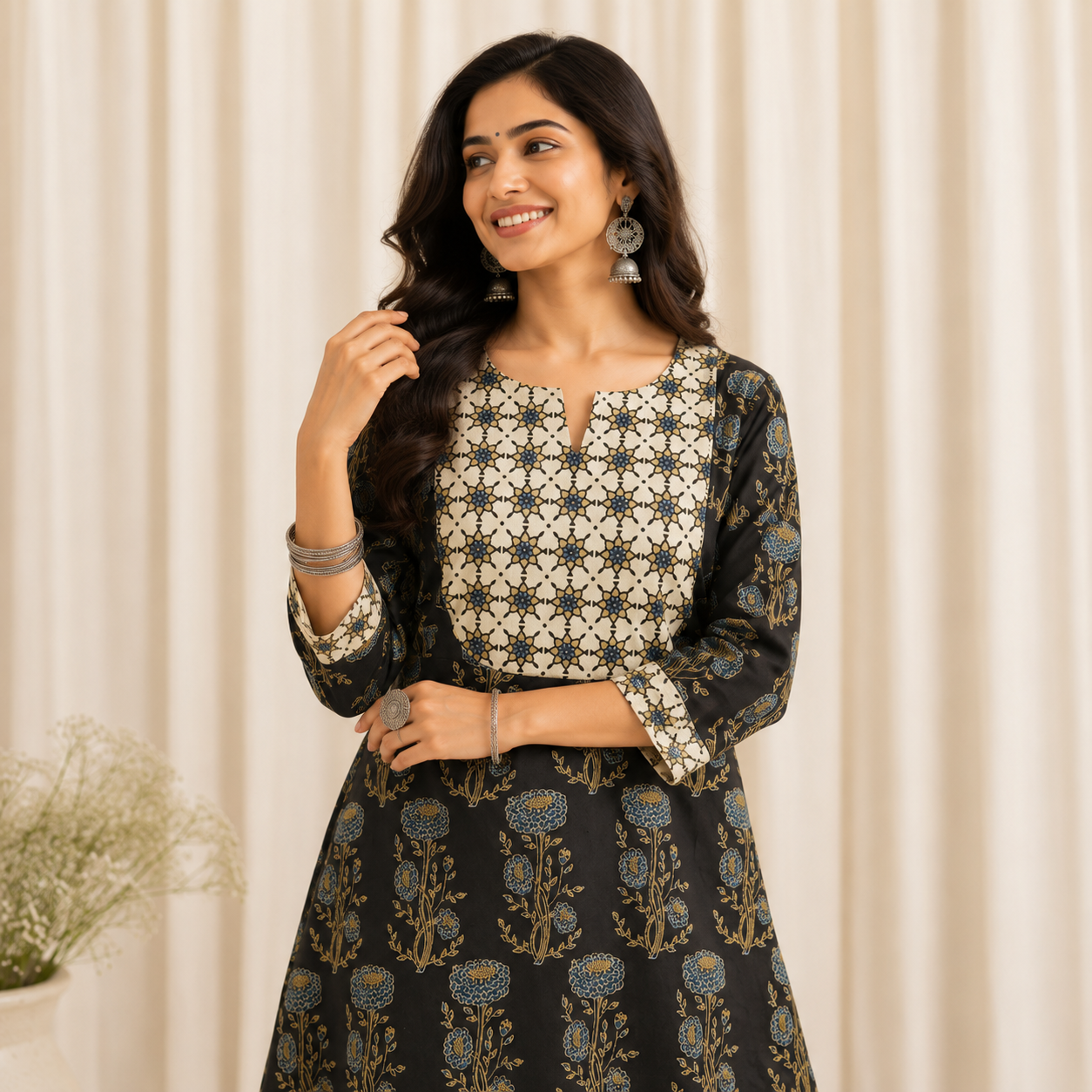 Aanshi - Ajrakh Fusion A line Kurta