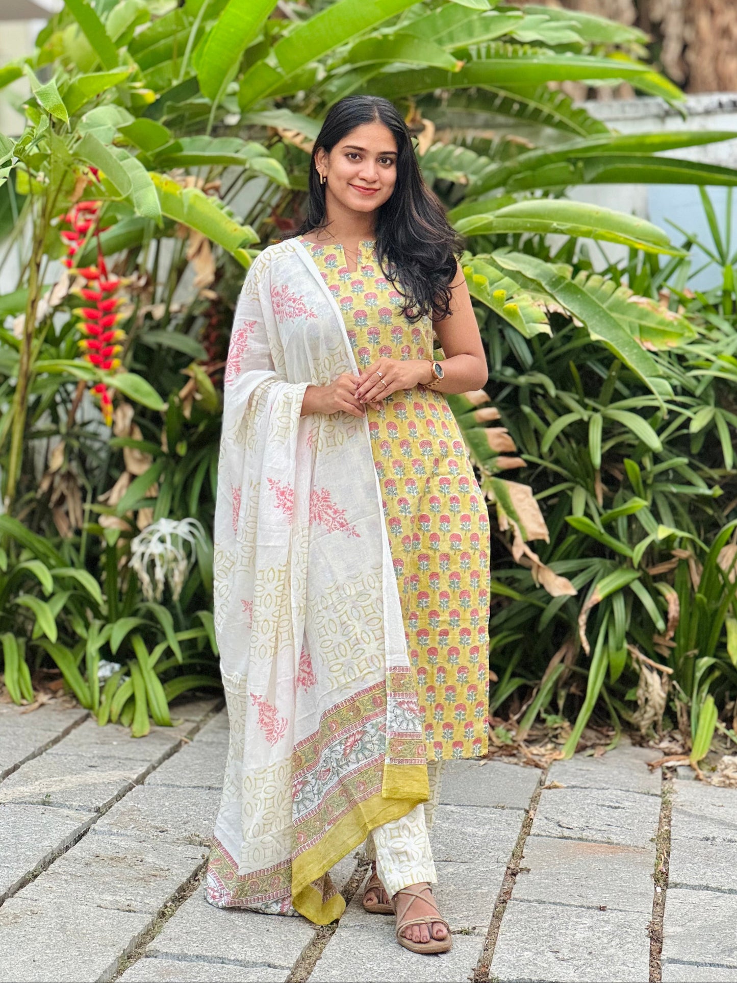 Padmini - Sanganeri Handblock Printed Cotton Kurta Set