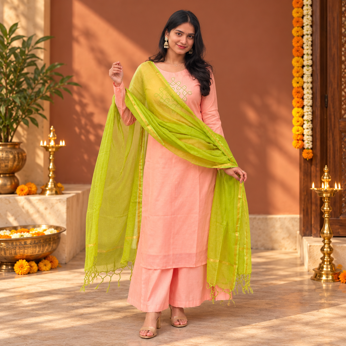 Aaba - Green Kota Dupatta