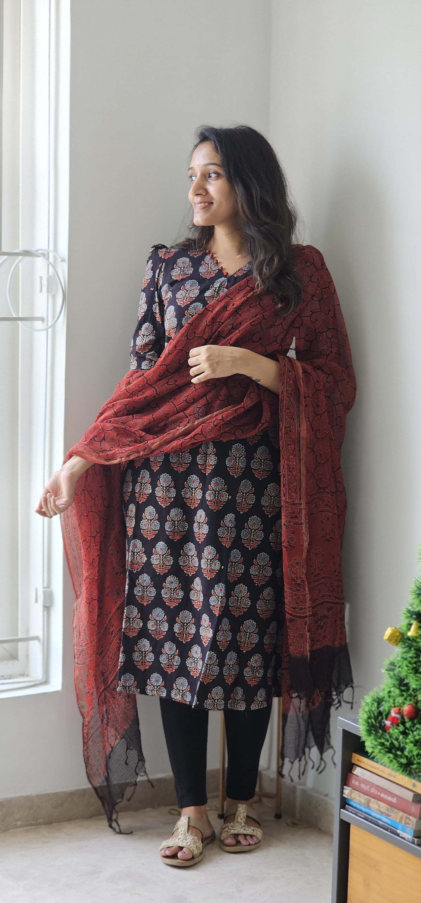 Vandhana - Ajrakh Handblock Printed Kurta & Kota Ajrakh Dupata