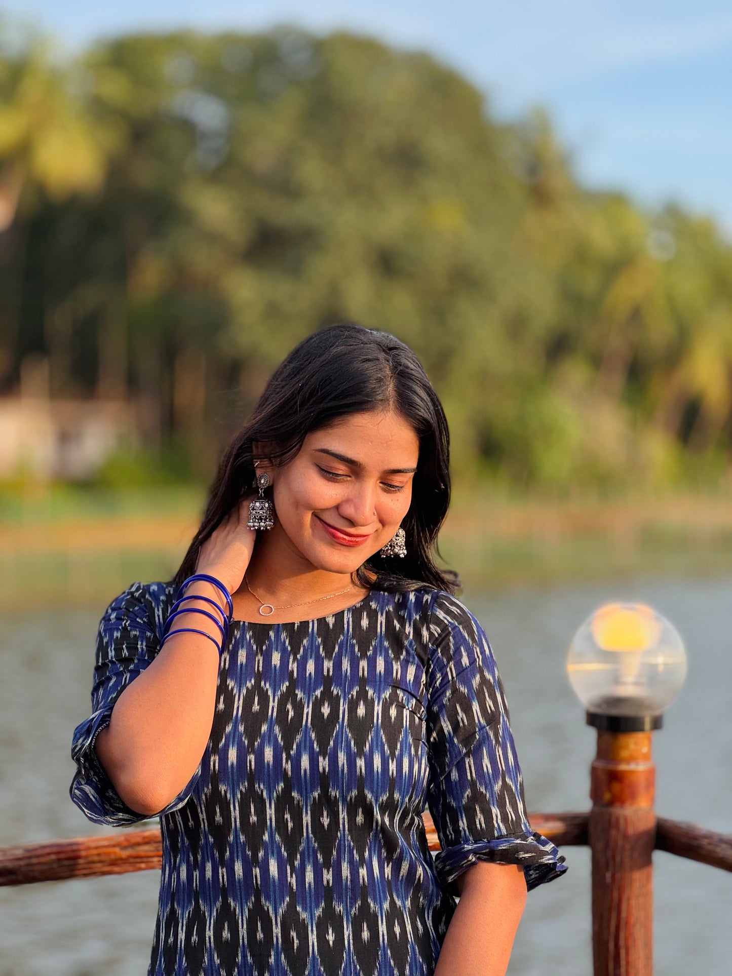 Kendra - Ikkat Straight Cut Kurta