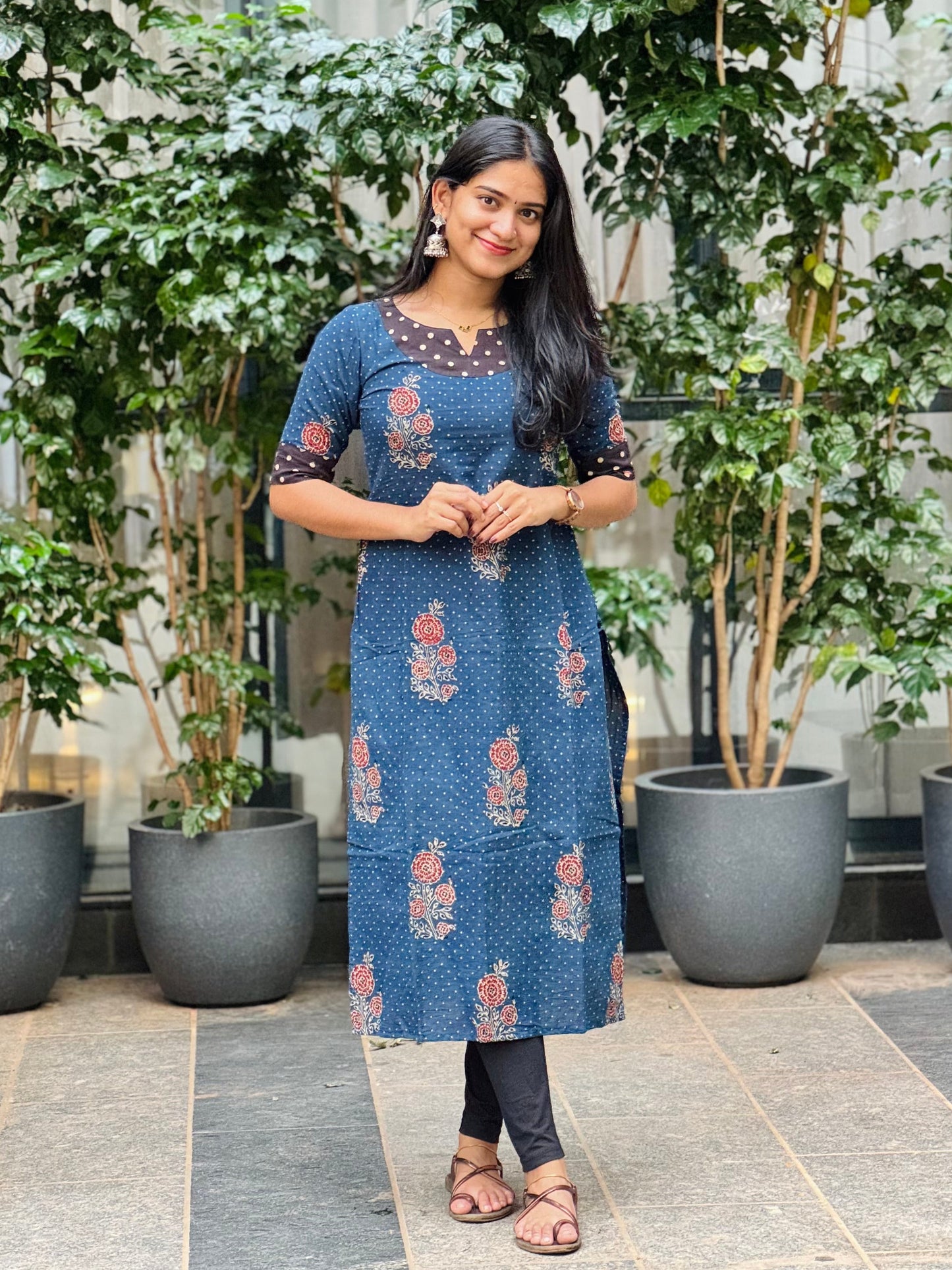 Veena - Ajrakh Handblock Printed Fusion Kurta