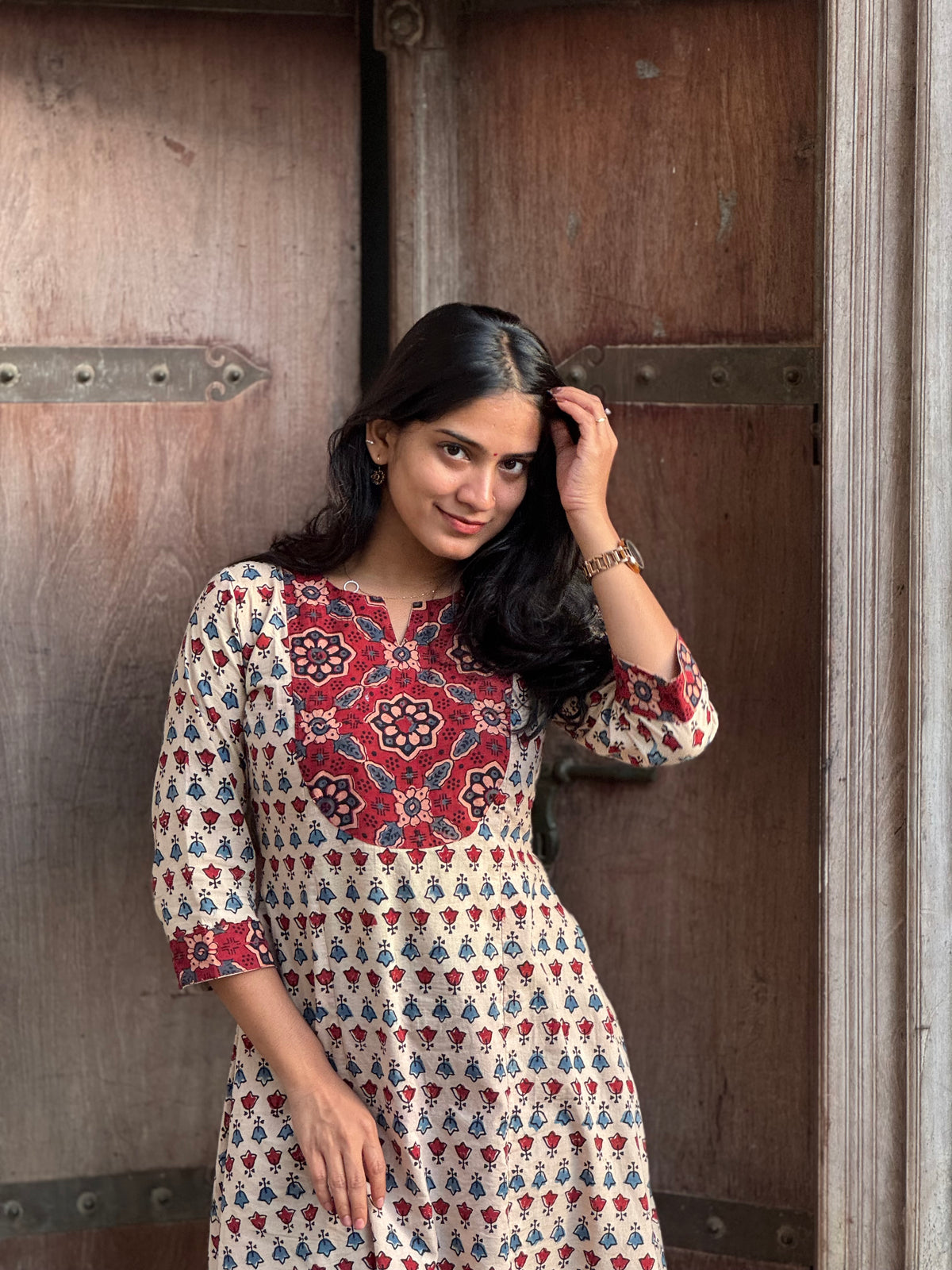 Spandana - Ajrakh Fusion A line Kurta