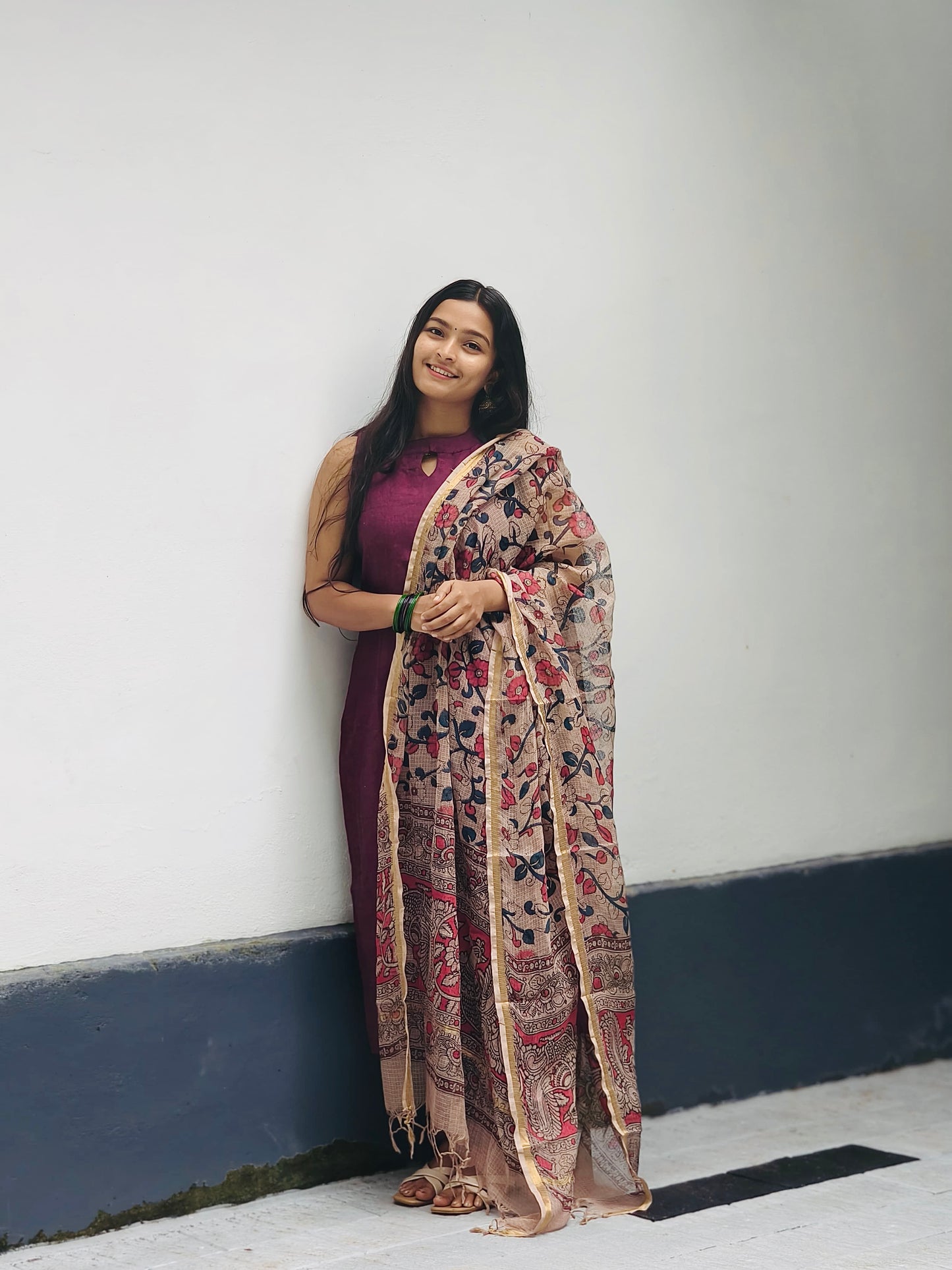 Kanakavalli - Handloom Kurta & Kalamkari Block Printed Kota Dupatta set