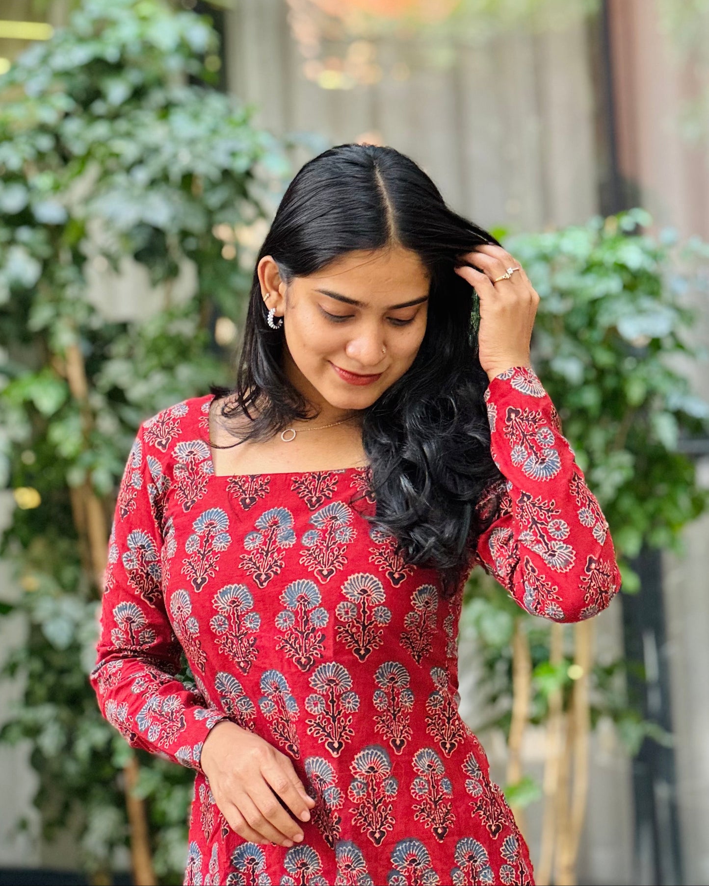 Nadia - Ajrakh Handblock Print Short Kurta