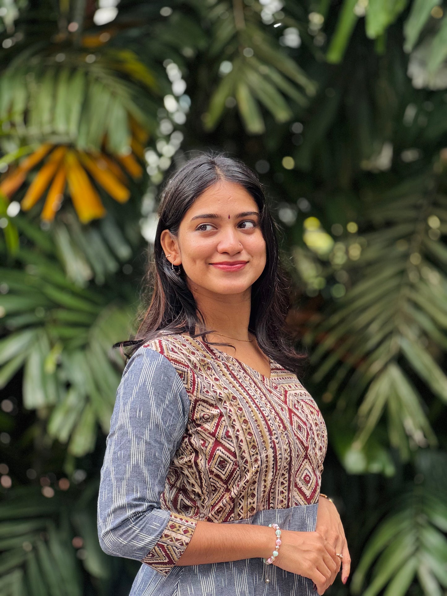 Spoorthi - Ikkat x Kalamkari Fusion A line Kurta.