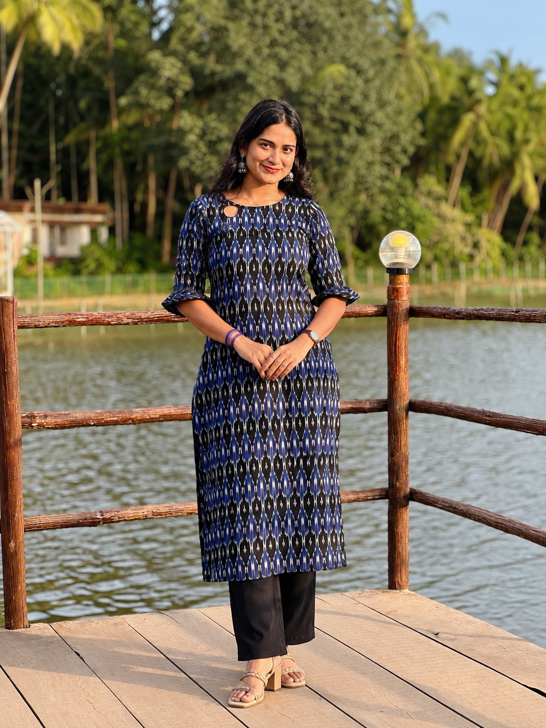 Kendra - Ikkat Straight Cut Kurta