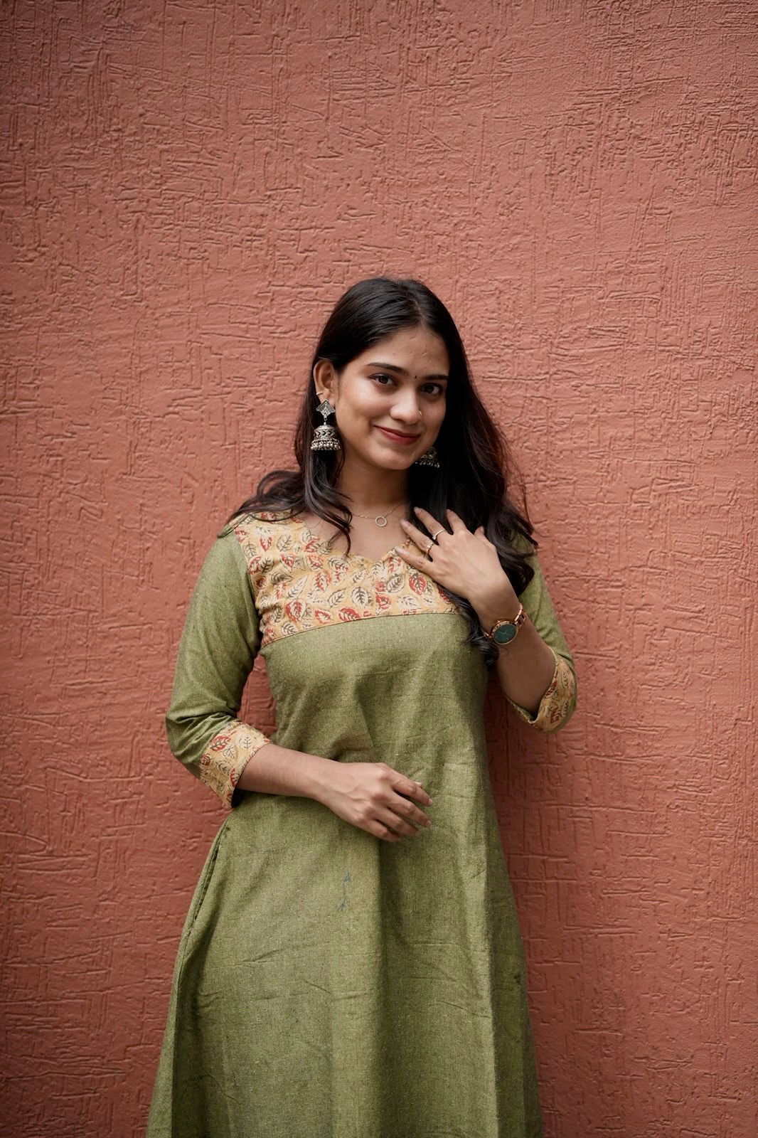 Ilai - Kalamkari x Handloom Fusion A line Kurta.