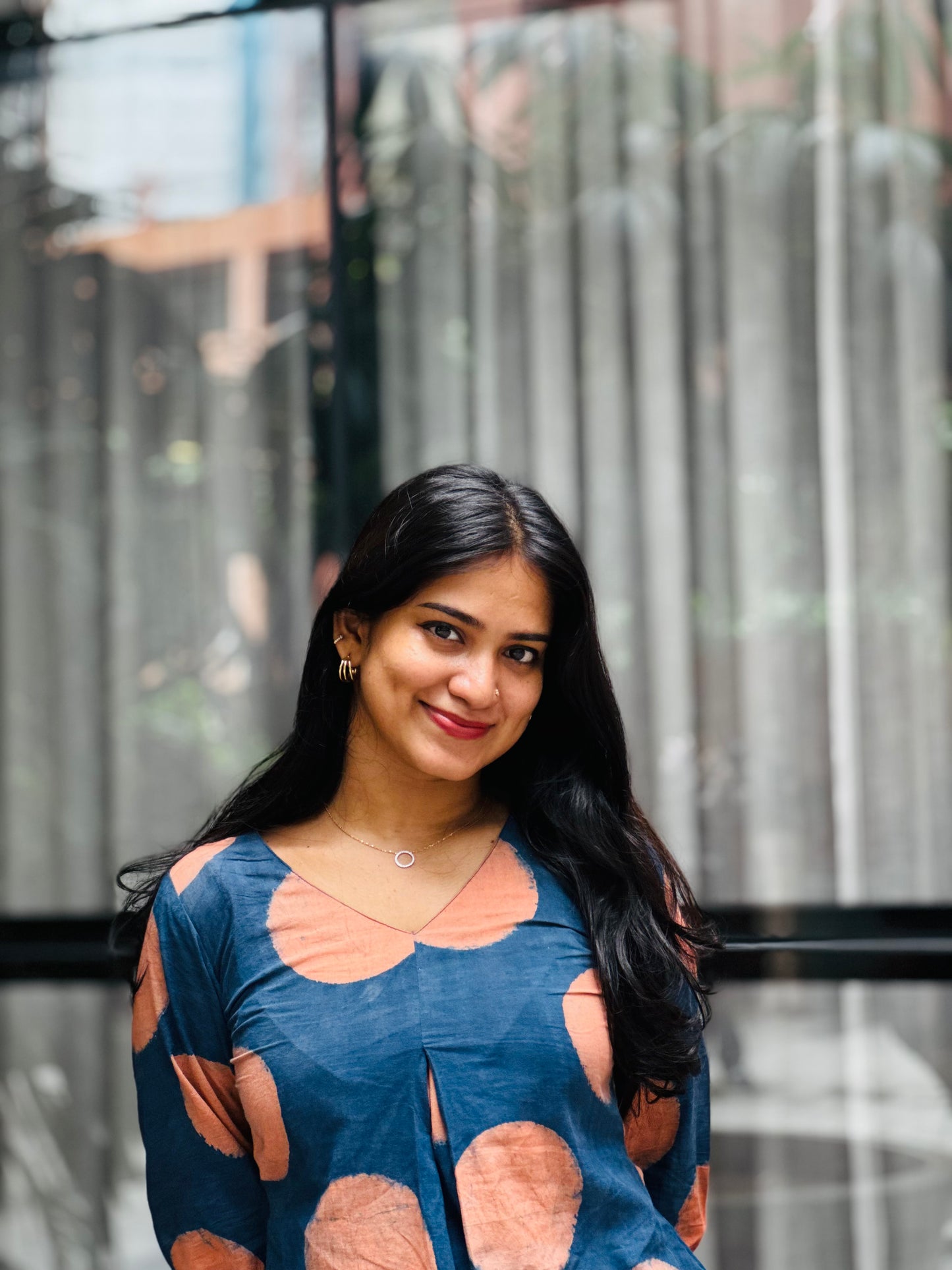 Helena - Indigo Natural Dyed Handblock Printed Short Kurta