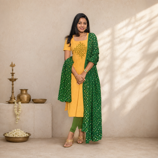 Paavai - Kolam Embroidered Kurta