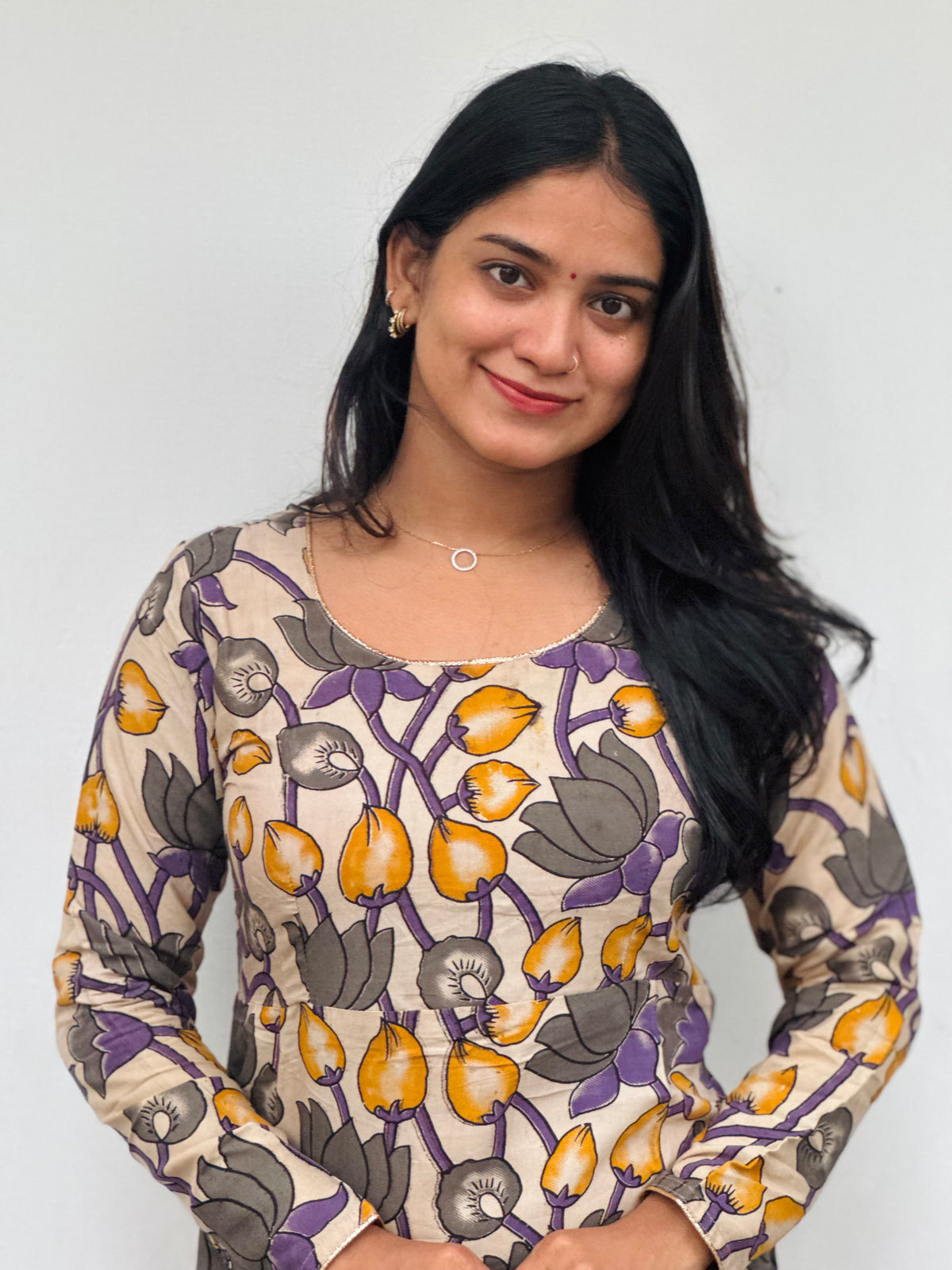 Kamala - Kalamkari Handblock Printed A line Silk Kurta