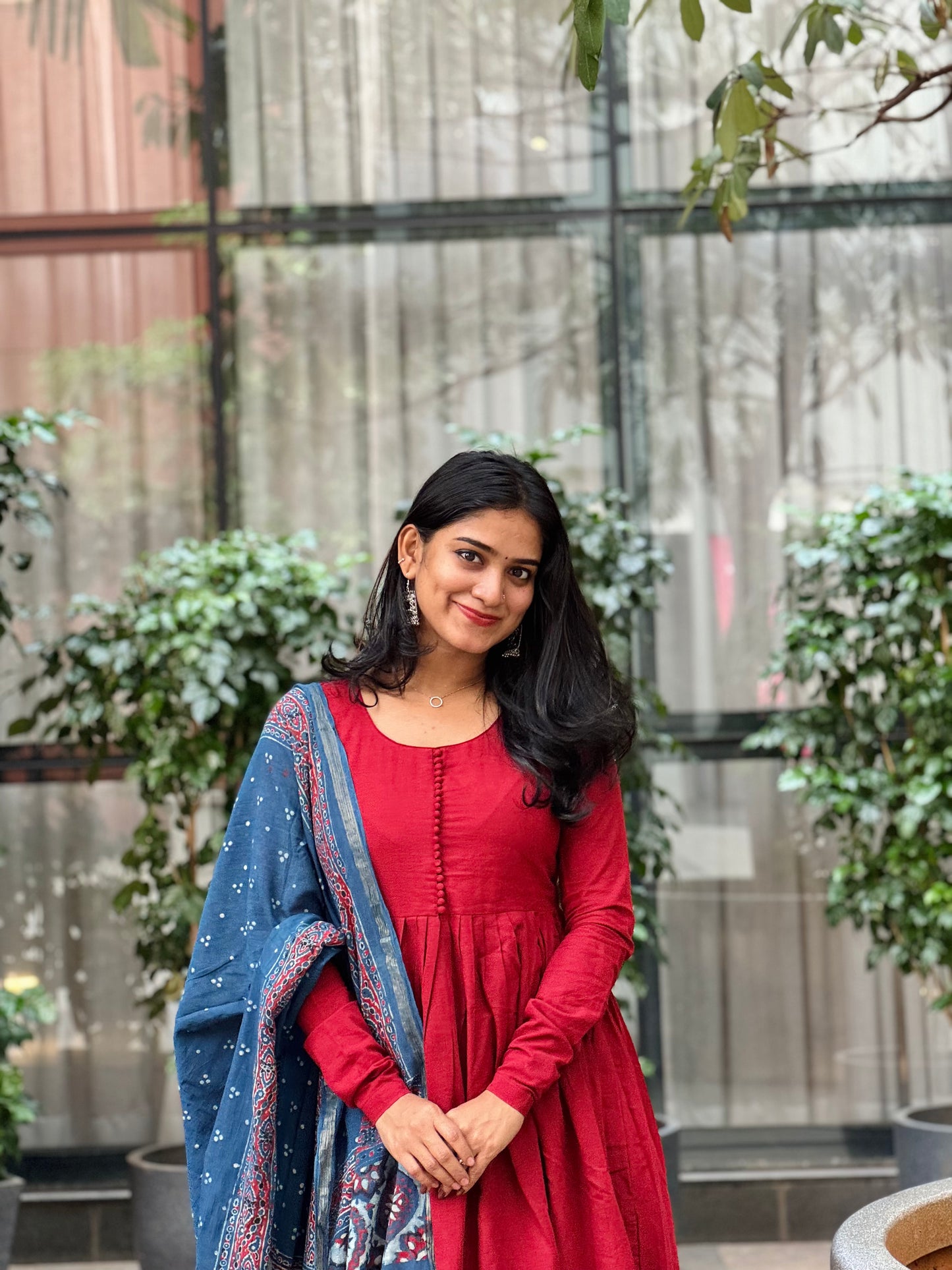 Agni - A line Kurta and Ajrakh Handblock Printed Dupatta Set