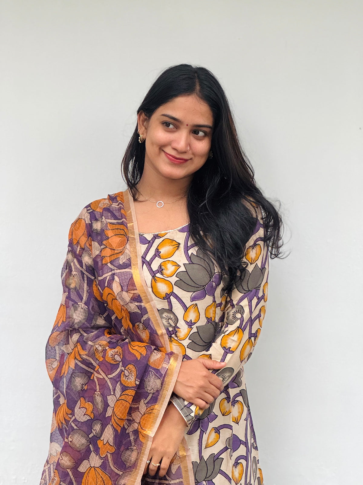 Kamala - Kota Block Printed Kalamkari Dupata