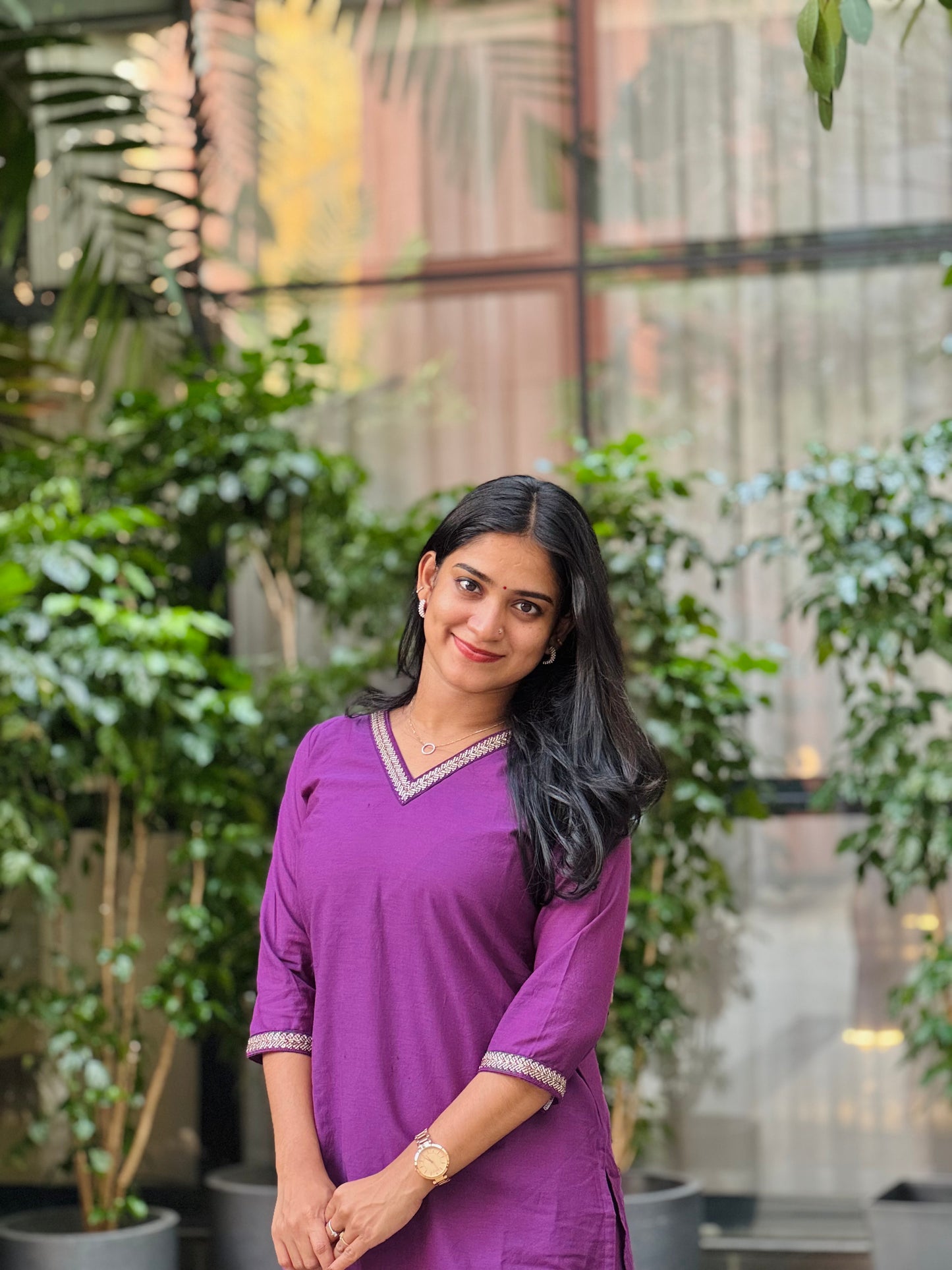 Vamika - Purple Chanderi Silk Kurta