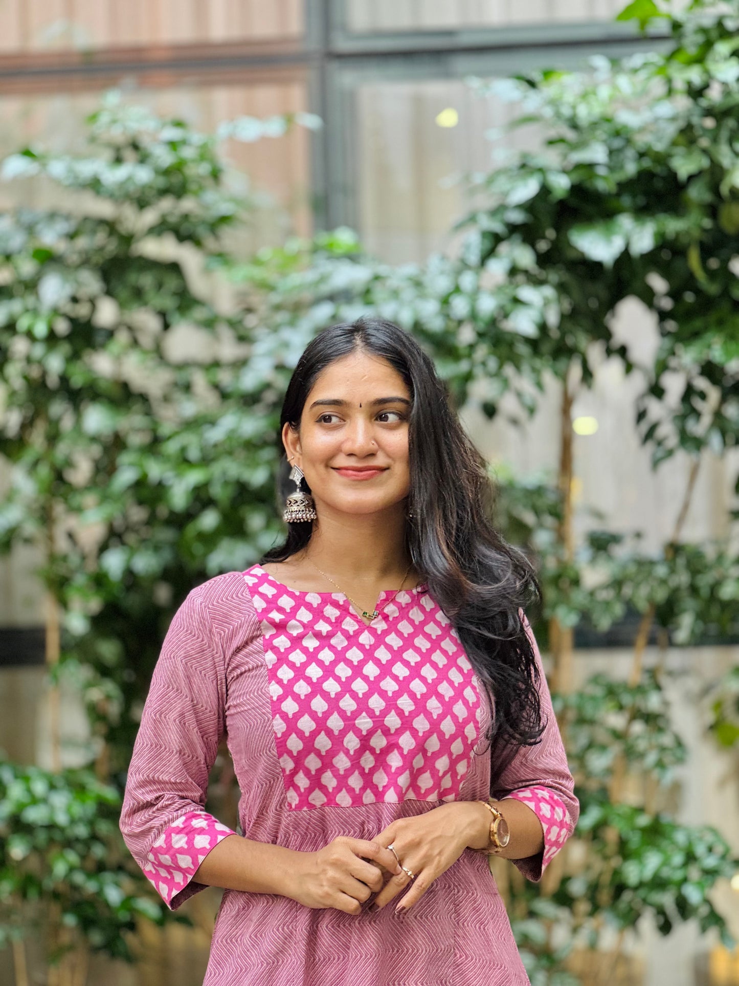 Shanvi - Dabu A-line Handblock Printed Fusion Kurta