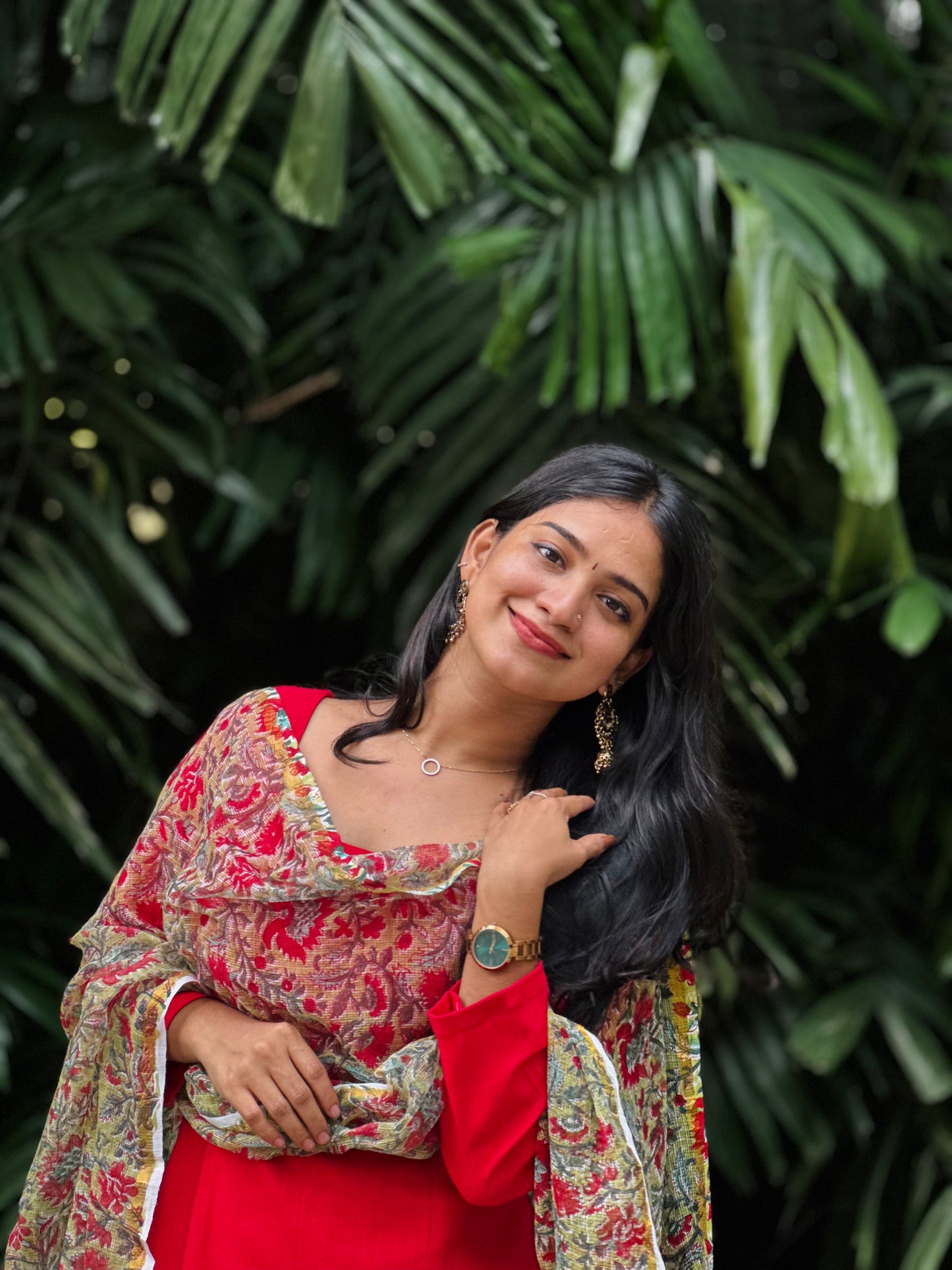 Gulmohar - Slub Cotton Kurta and Sanganeri Handblock Printed Dupatta Set