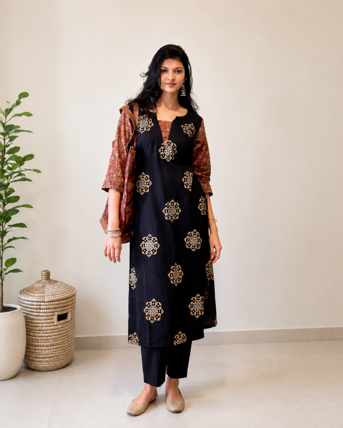 Aditi - Ajrakh Handblock Printed Kurta