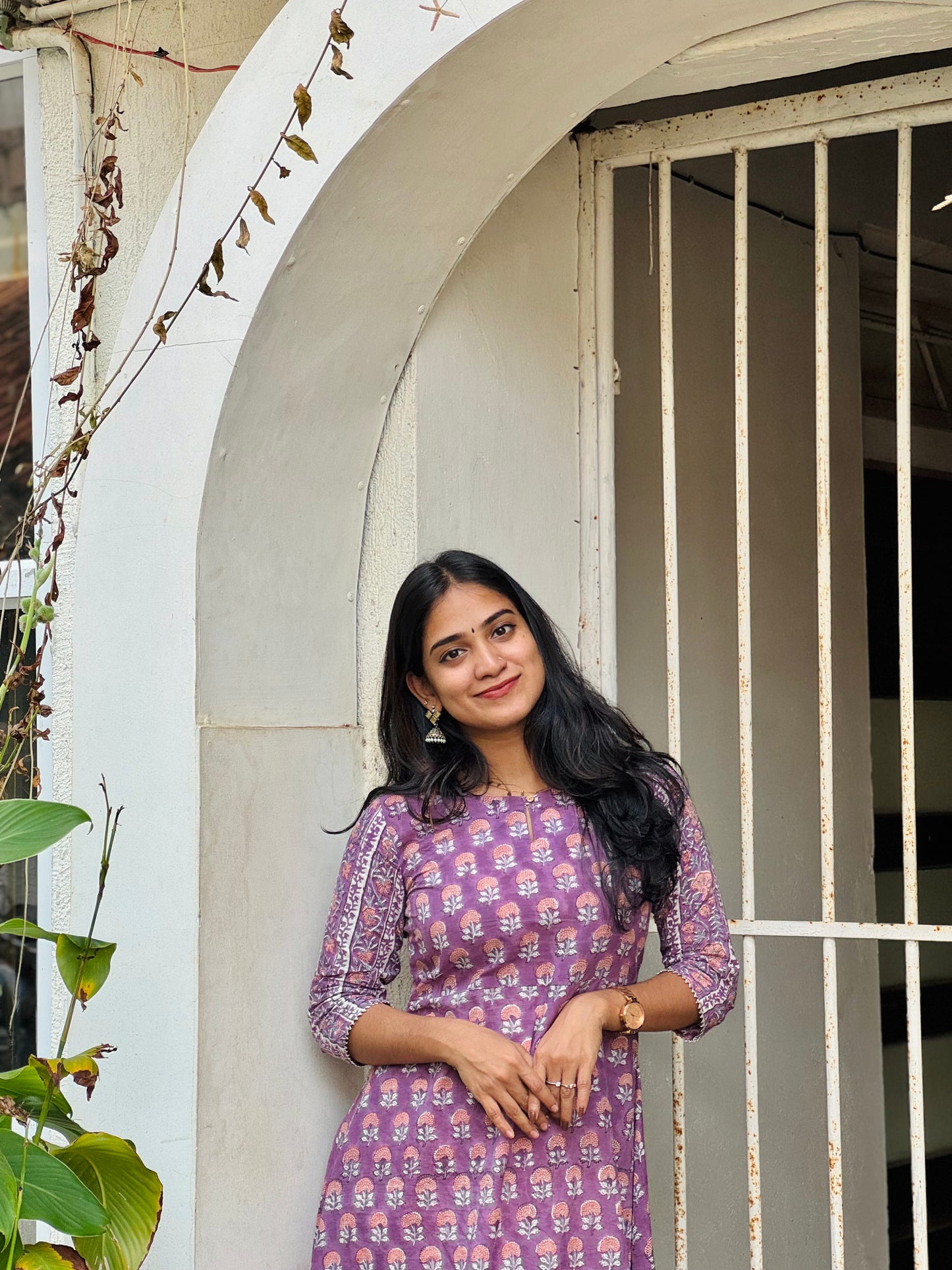 Vianna - Handblock Printed Sanganeri A Line Kurta