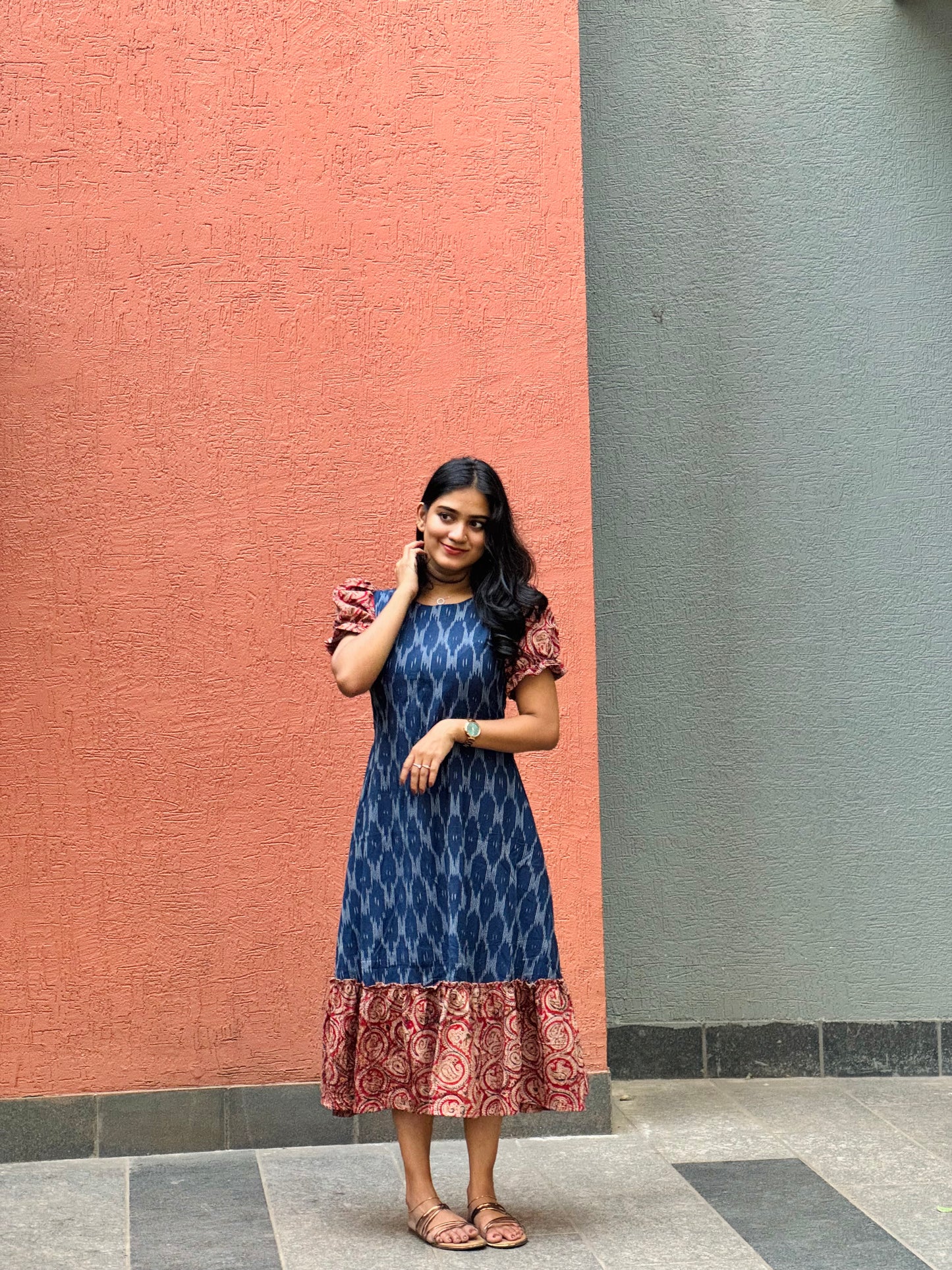 Rashi - Ikkat x Kalamkari Fusion Dress