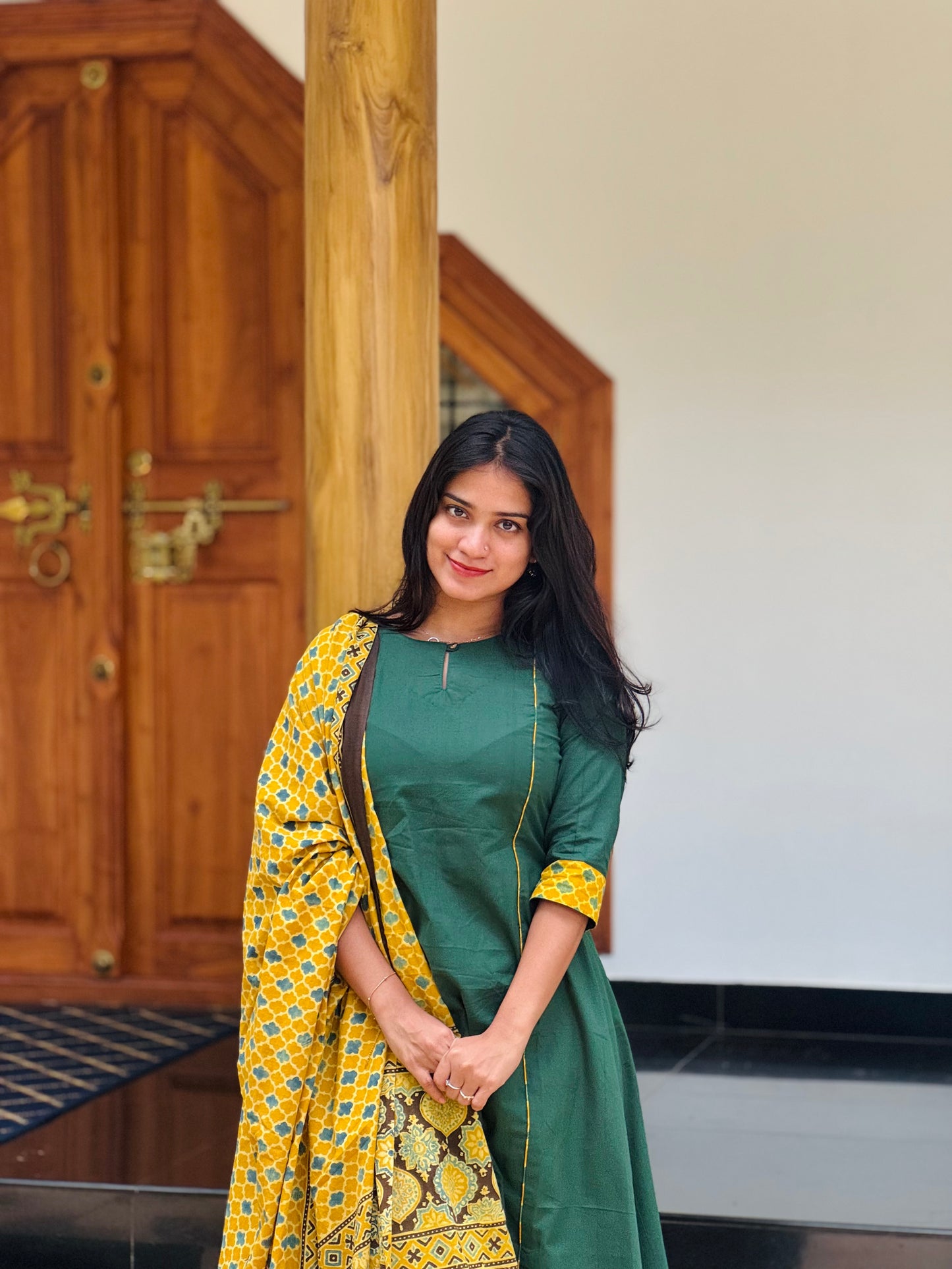 Manam - Fusion Ajrakh A line Kurta & Dupatta Set