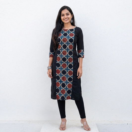Zara - Ajrakh Handblock Printed Fusion Kurta