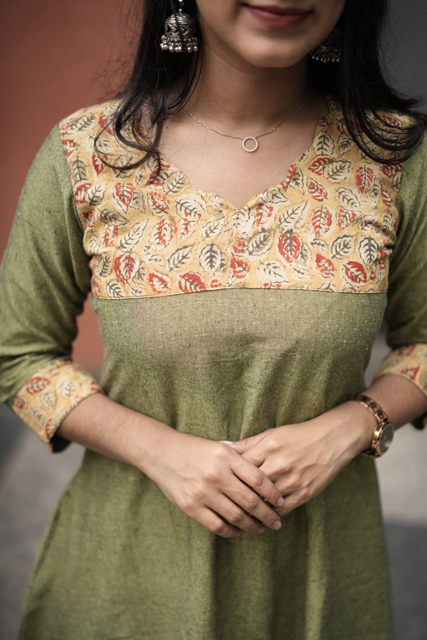 Ilai - Kalamkari x Handloom Fusion A line Kurta.