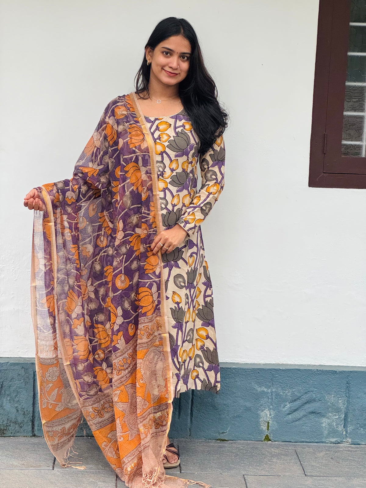 Kamala - Kota Block Printed Kalamkari Dupata