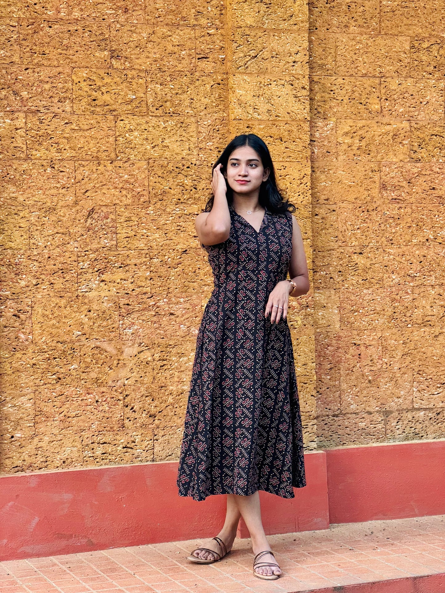 Nilofer - Ajrakh Handblock Printed Dress