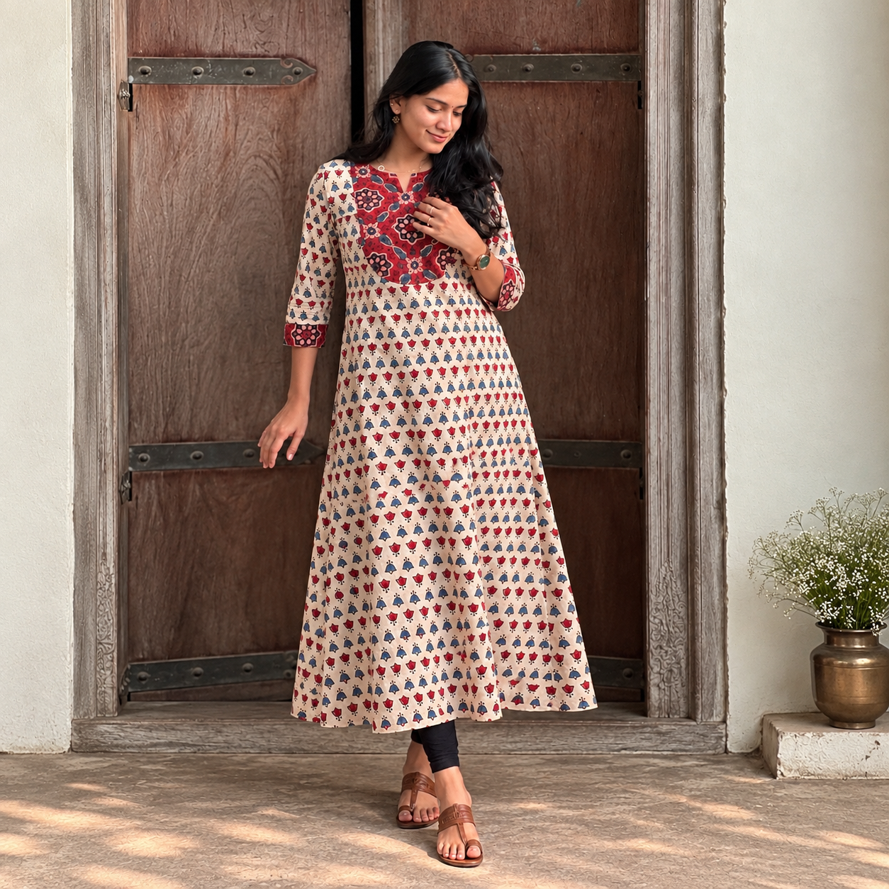 Spandana - Ajrakh Fusion A line Kurta