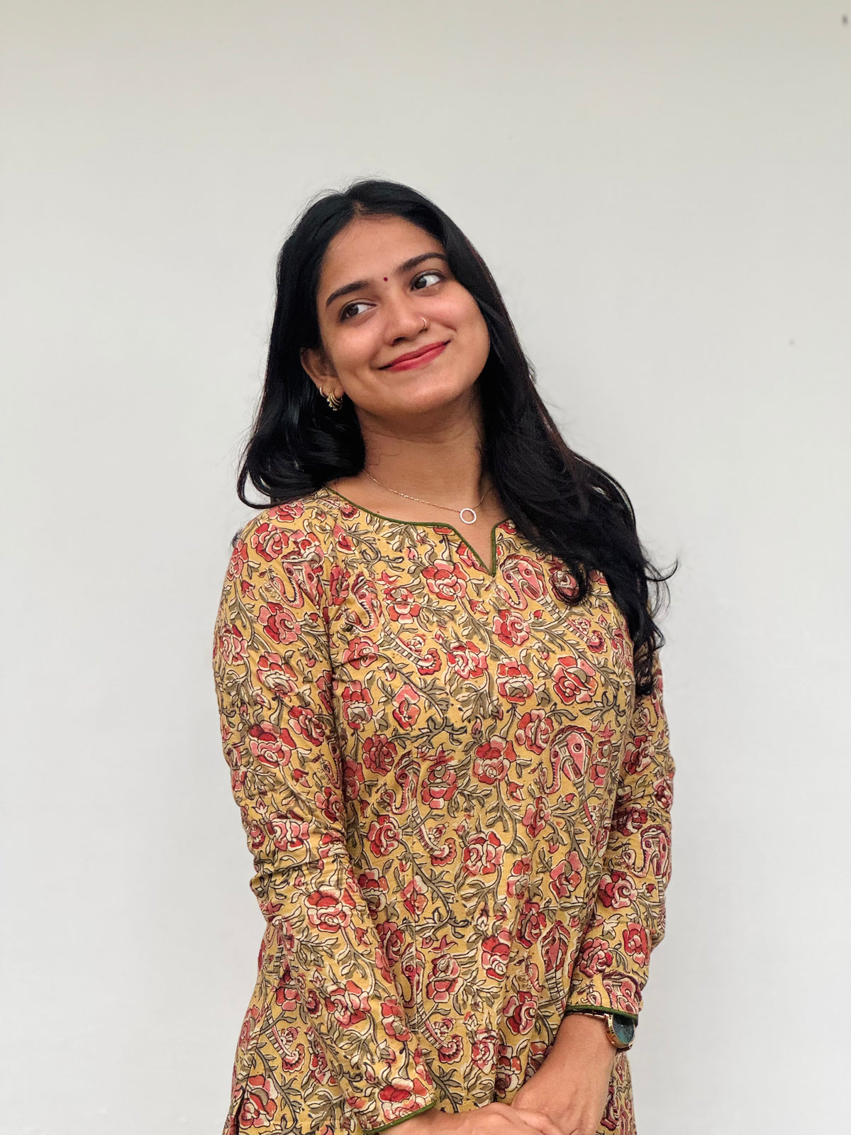 Kabini - Kalamkari Natural Dyed Handblock Printed A-Line Kurta