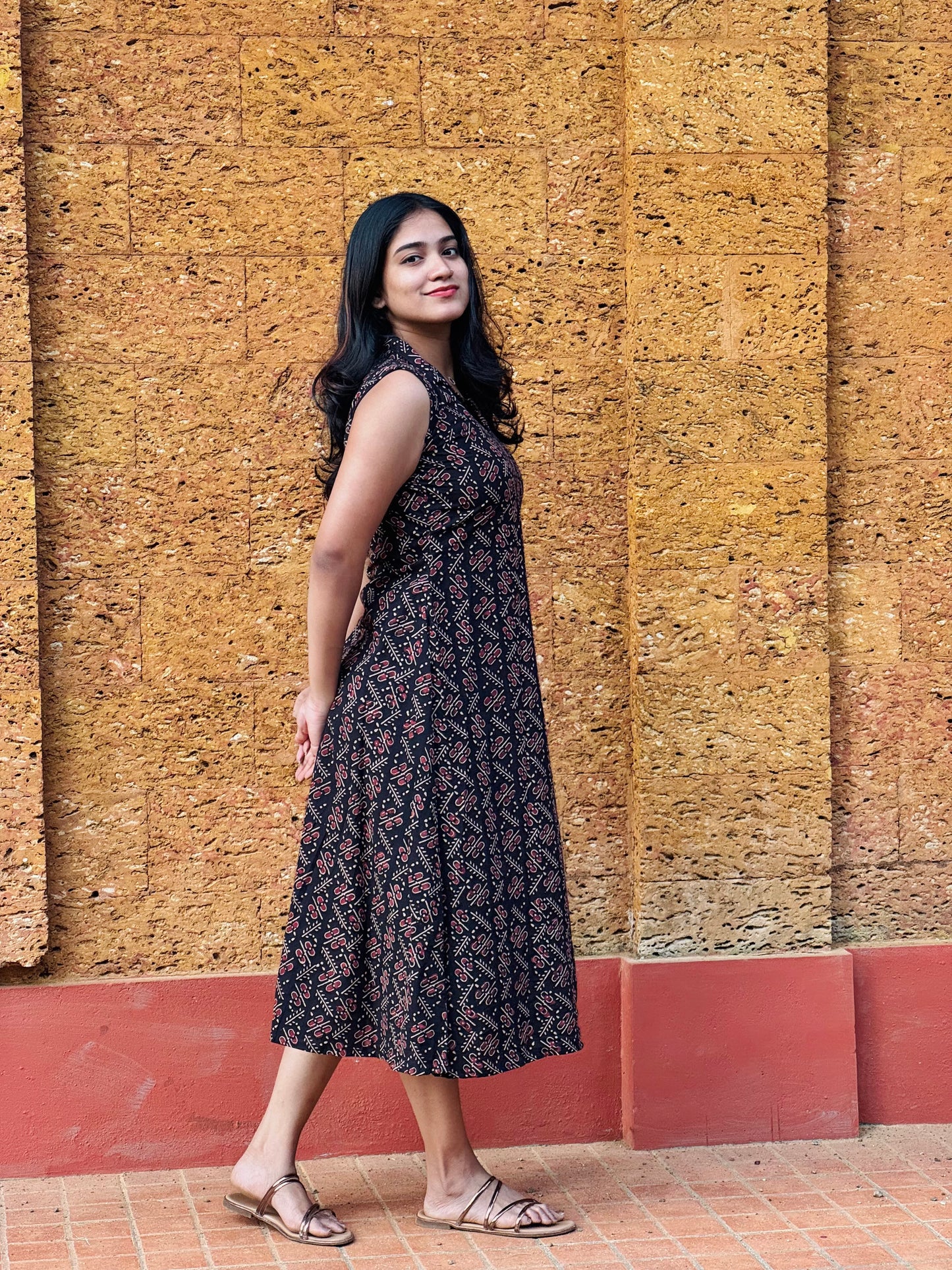 Nilofer - Ajrakh Handblock Printed Dress