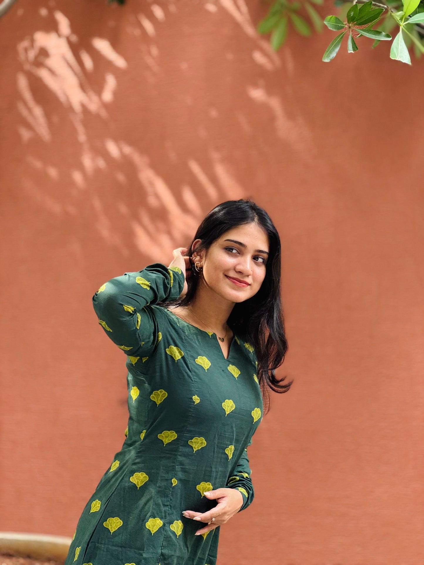Indrani - Ajrakh Natural Dyed  Handblock Printed A-Line Kurta