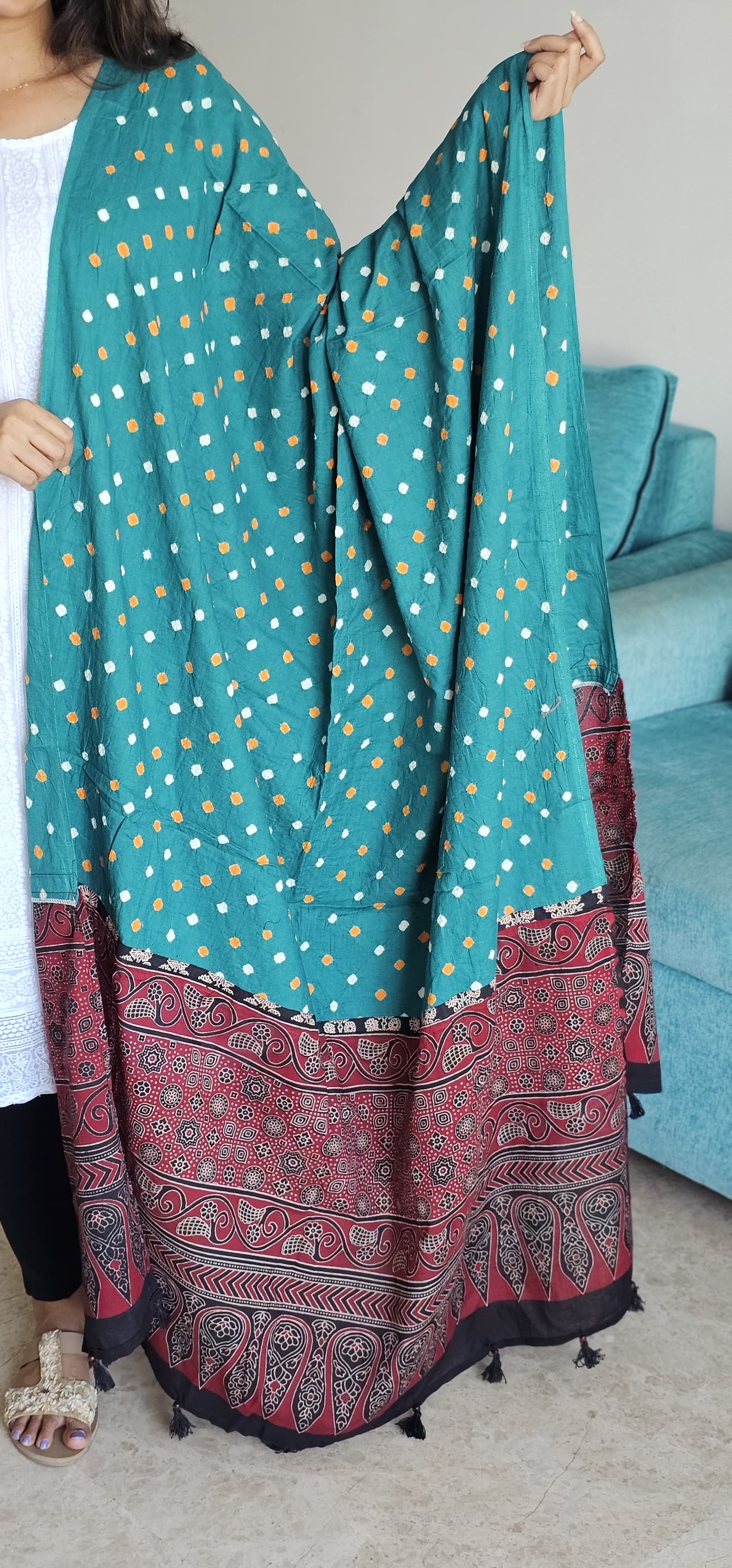 Dhita - Bandhej x Ajrakh Cotton Dupatta