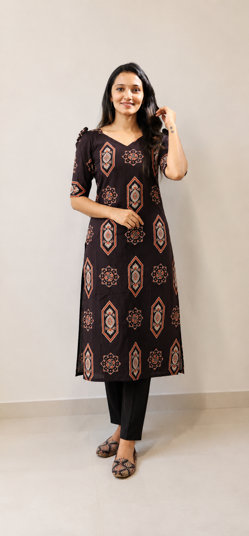 Mandakini - Ajrakh Handblock Printed Kurta
