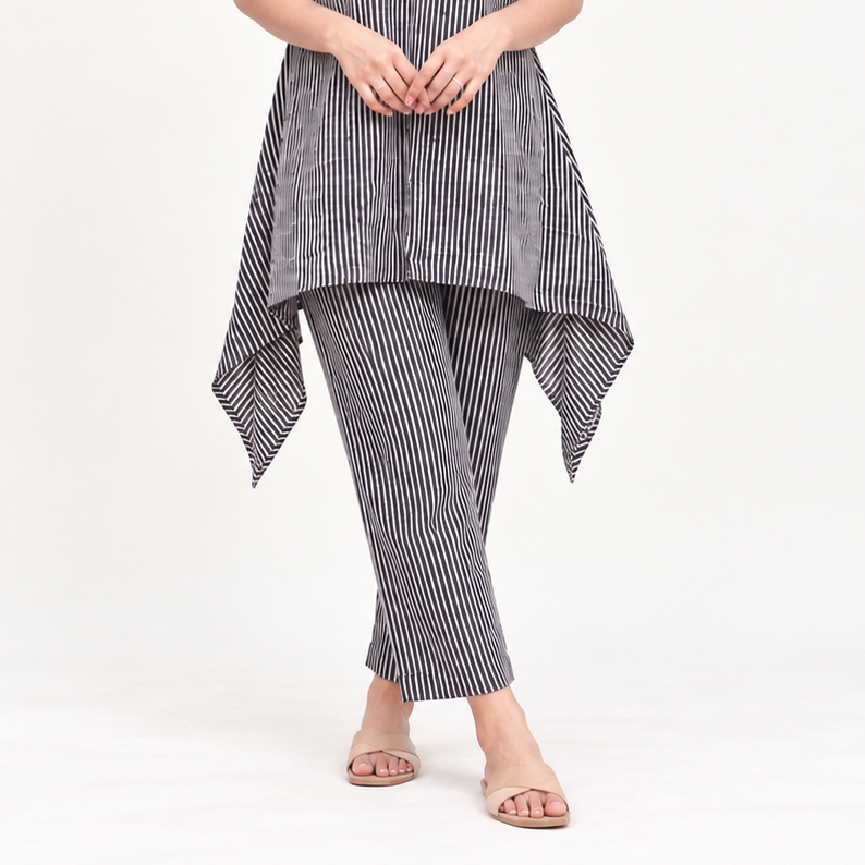 Niya - Ajrakh Striped Parallel Pants