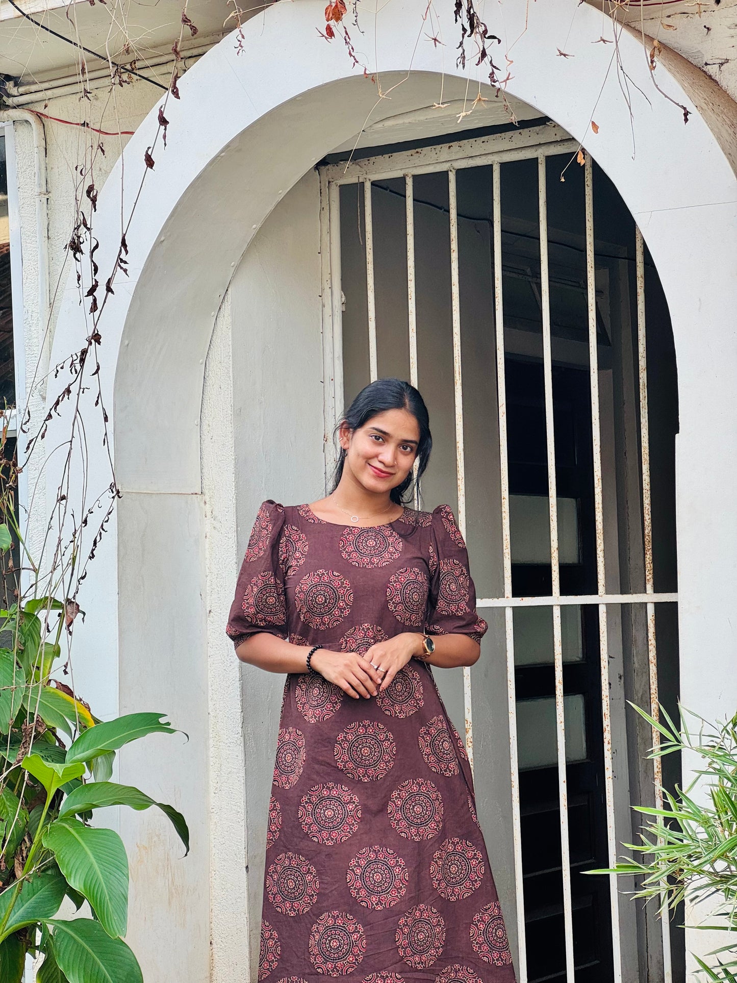 Zola - Ajrakh Handblock Printed Dress
